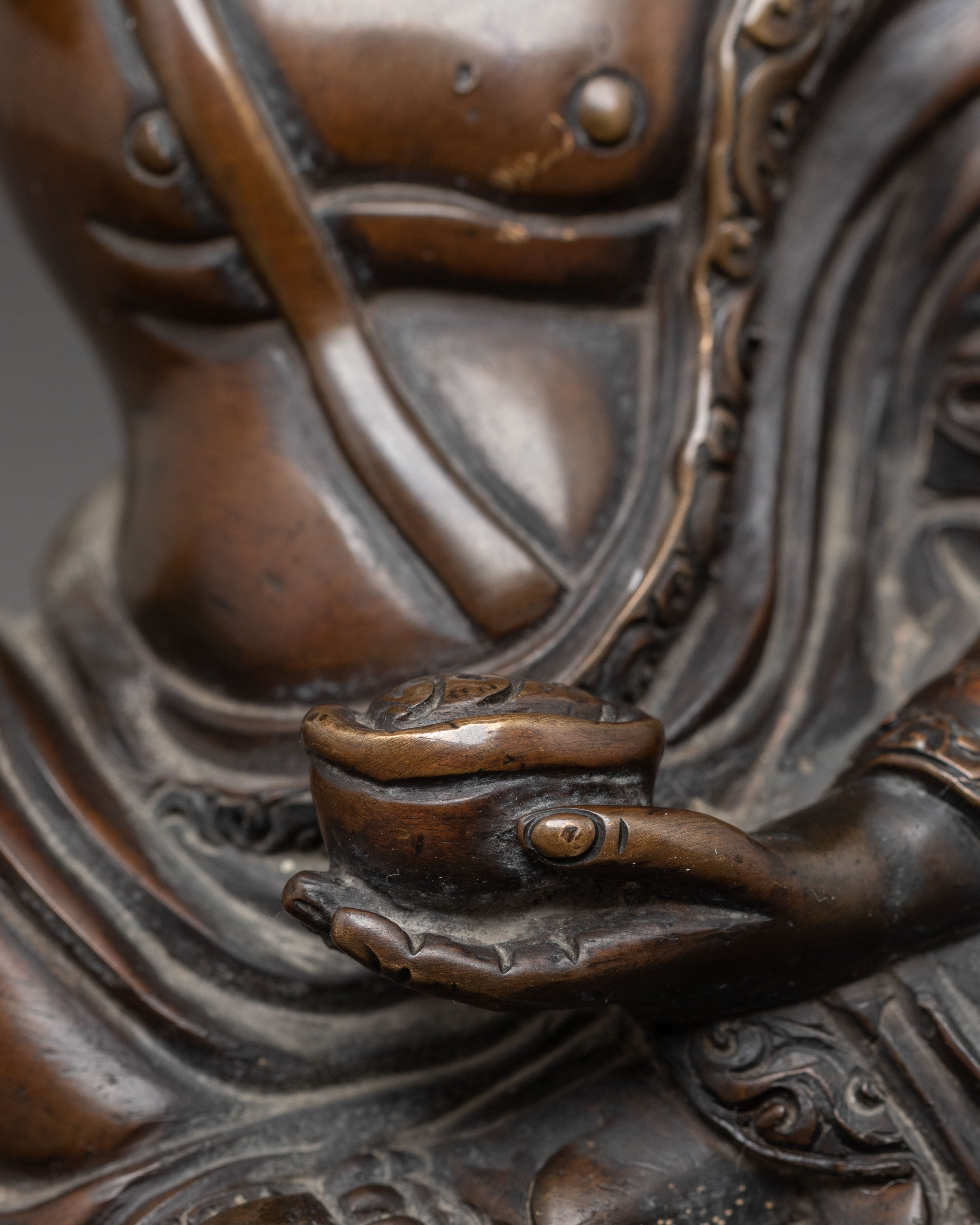 Handcrafted Milarepa Oxidized Copper Statue | Yogi & Dharma Teacher