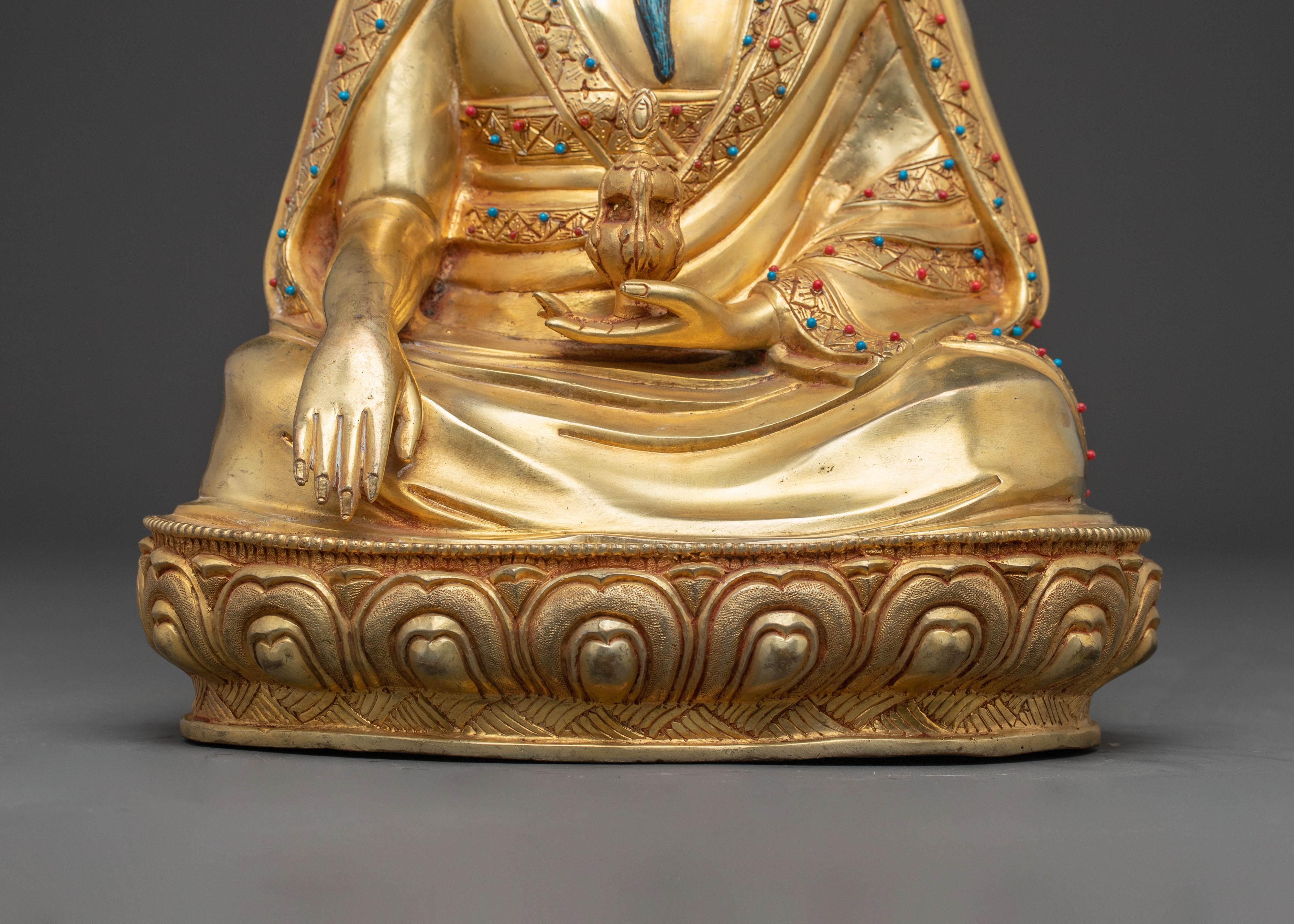 Guru Shapdum Golden Handmade Statue | Traditional Himalayan Art