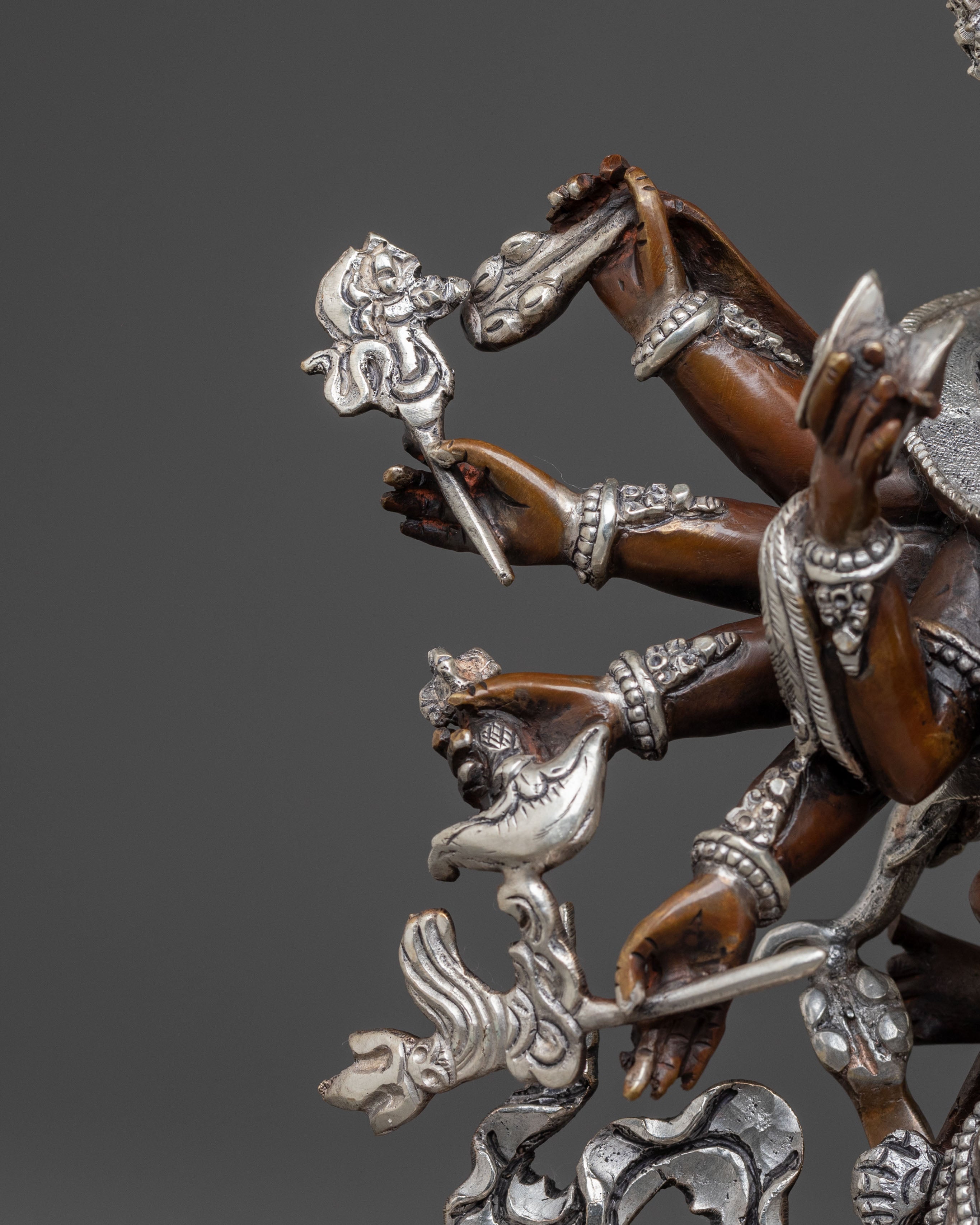 Chakrasambhara Spiritual Statue: Oxidized Tantric Deity