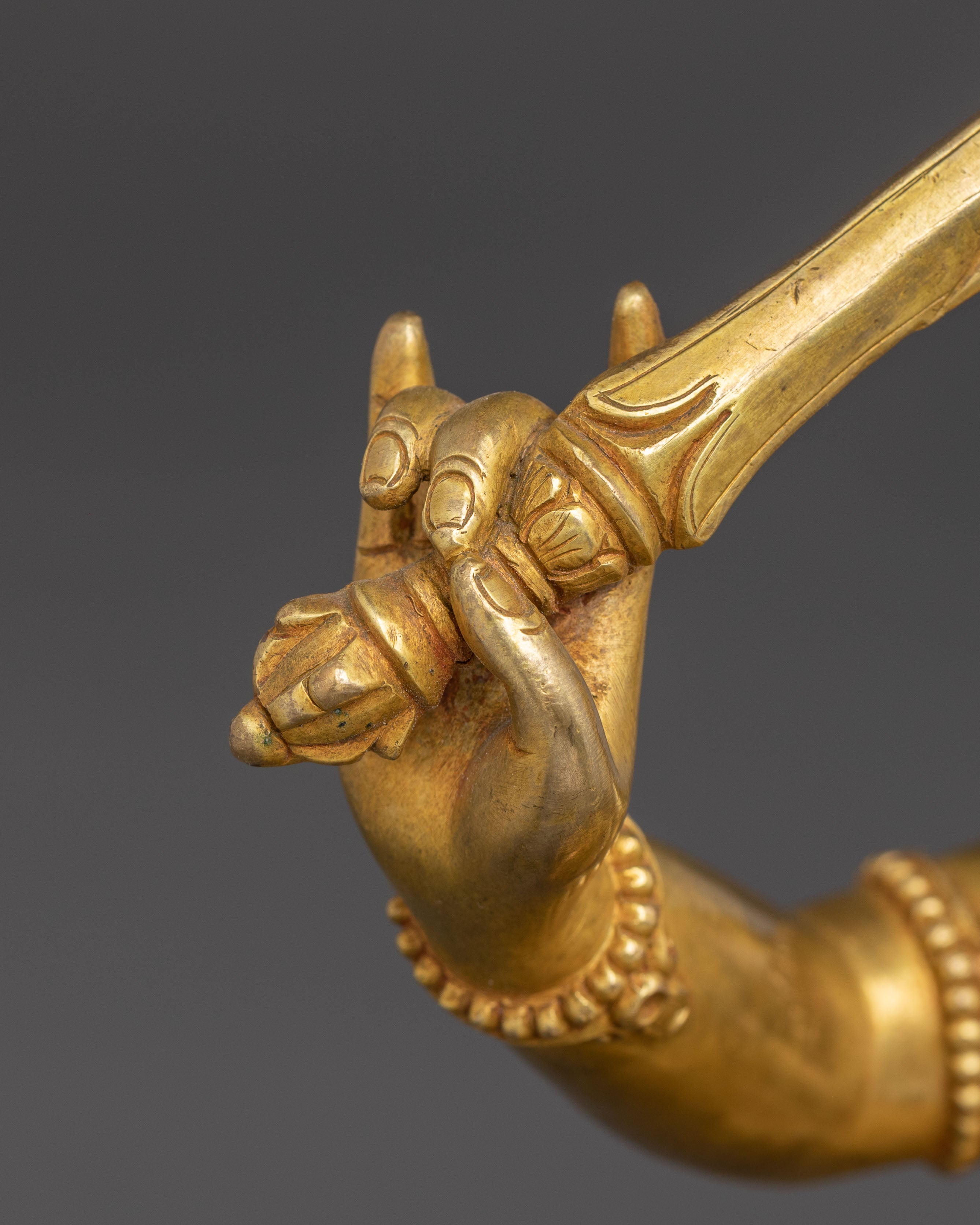 Handmade Golden Manjushri Statue- Symbol of Wisdom