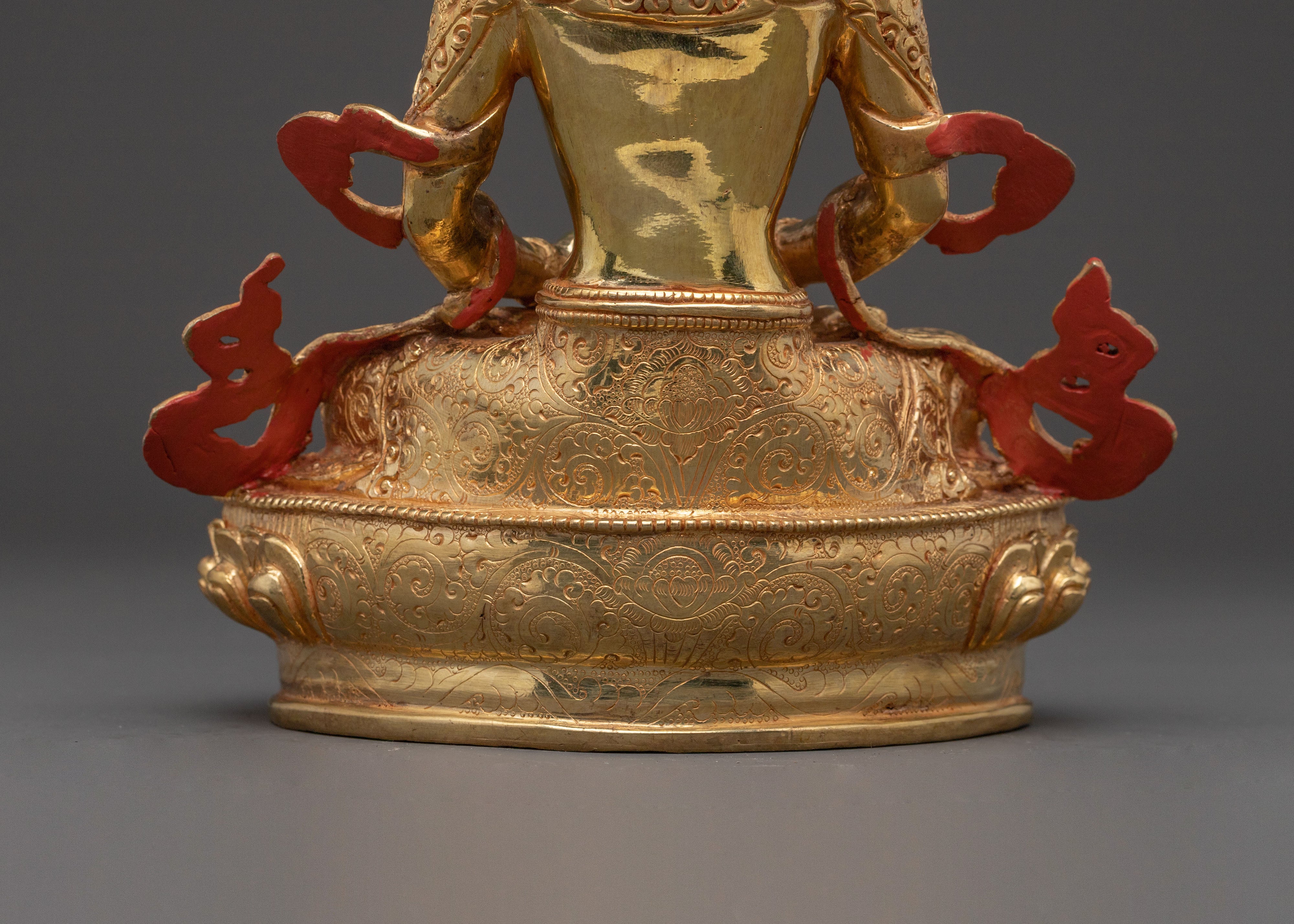 24K Gold Gilded Copper Statue of Amitayus: Long Life Buddha