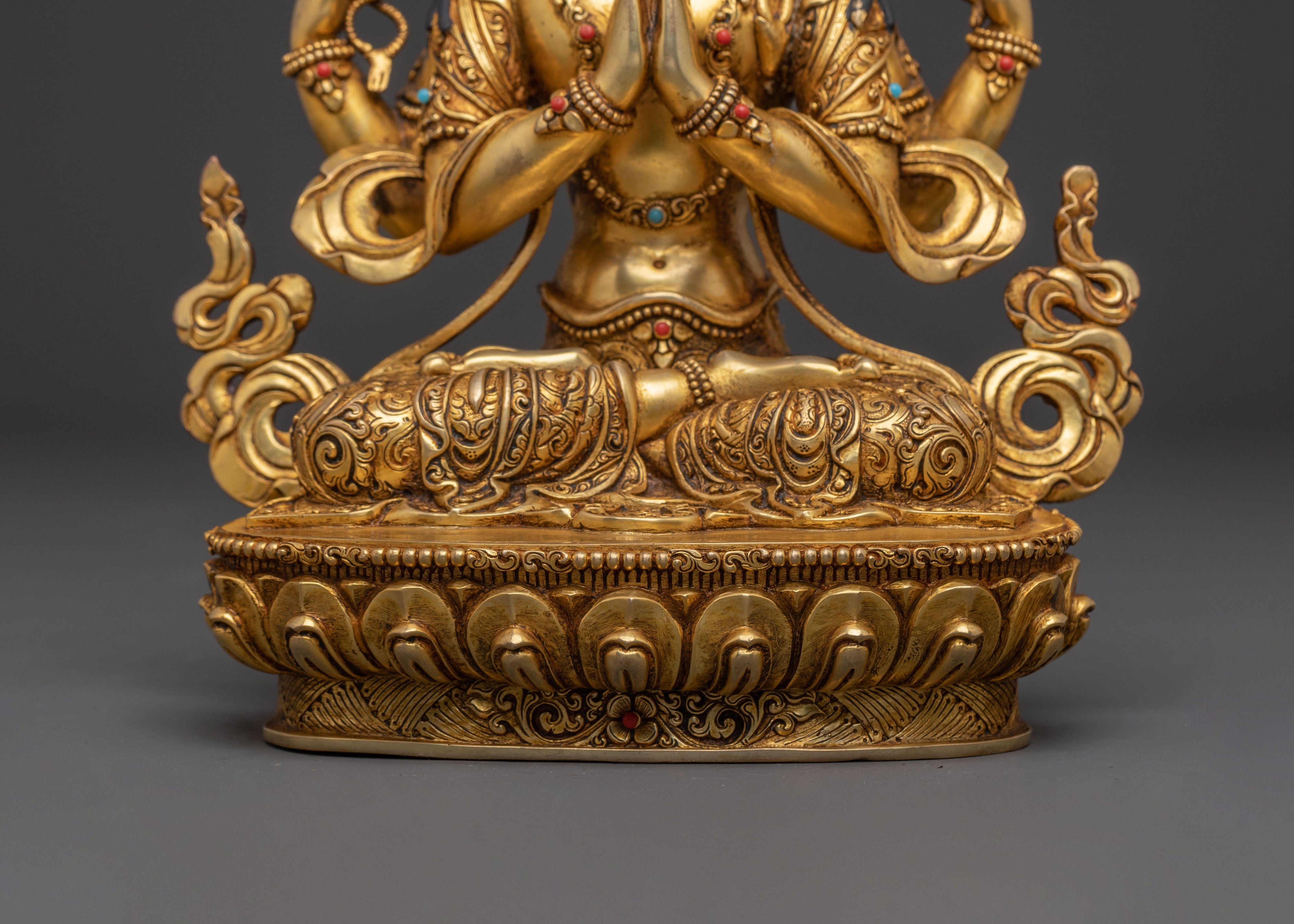24K Gold Gilded Six Bodhisattva Spiritual Statue Set