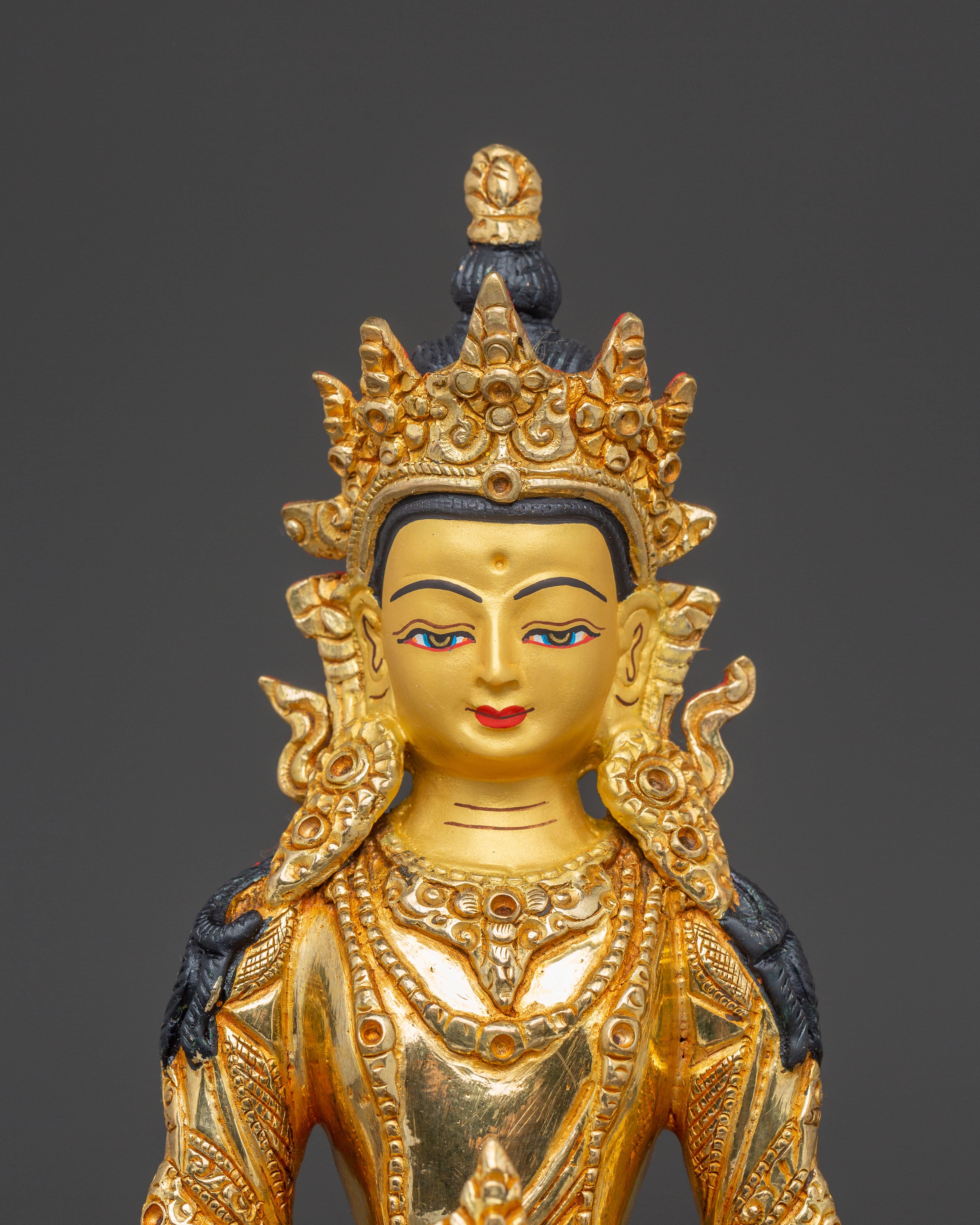 Amitayus Statue: Symbolizing Longevity | Gold Gilded Sculpture