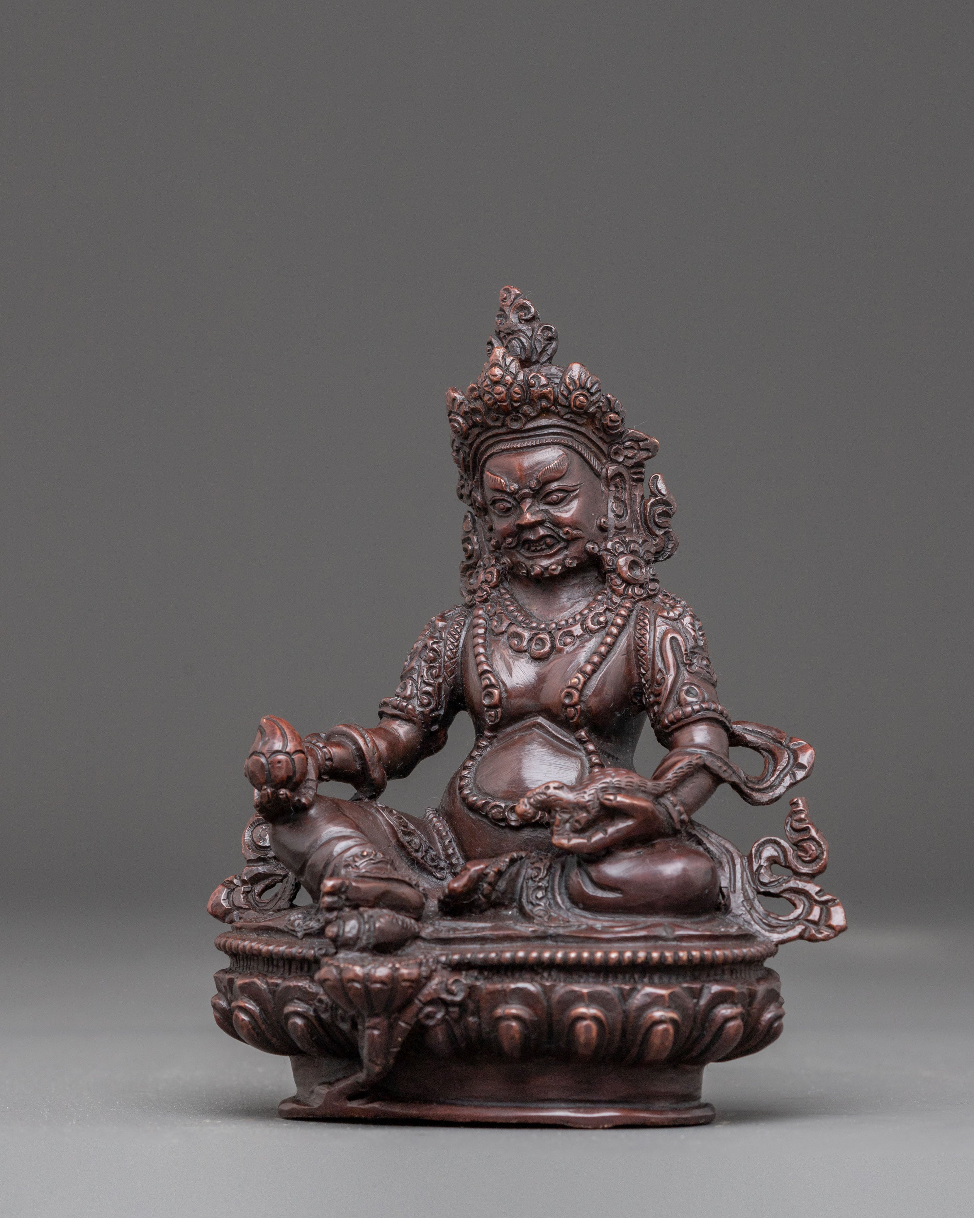 Handmade Dzambhala Oxidized Copper Statue | Wealth Deity Decor
