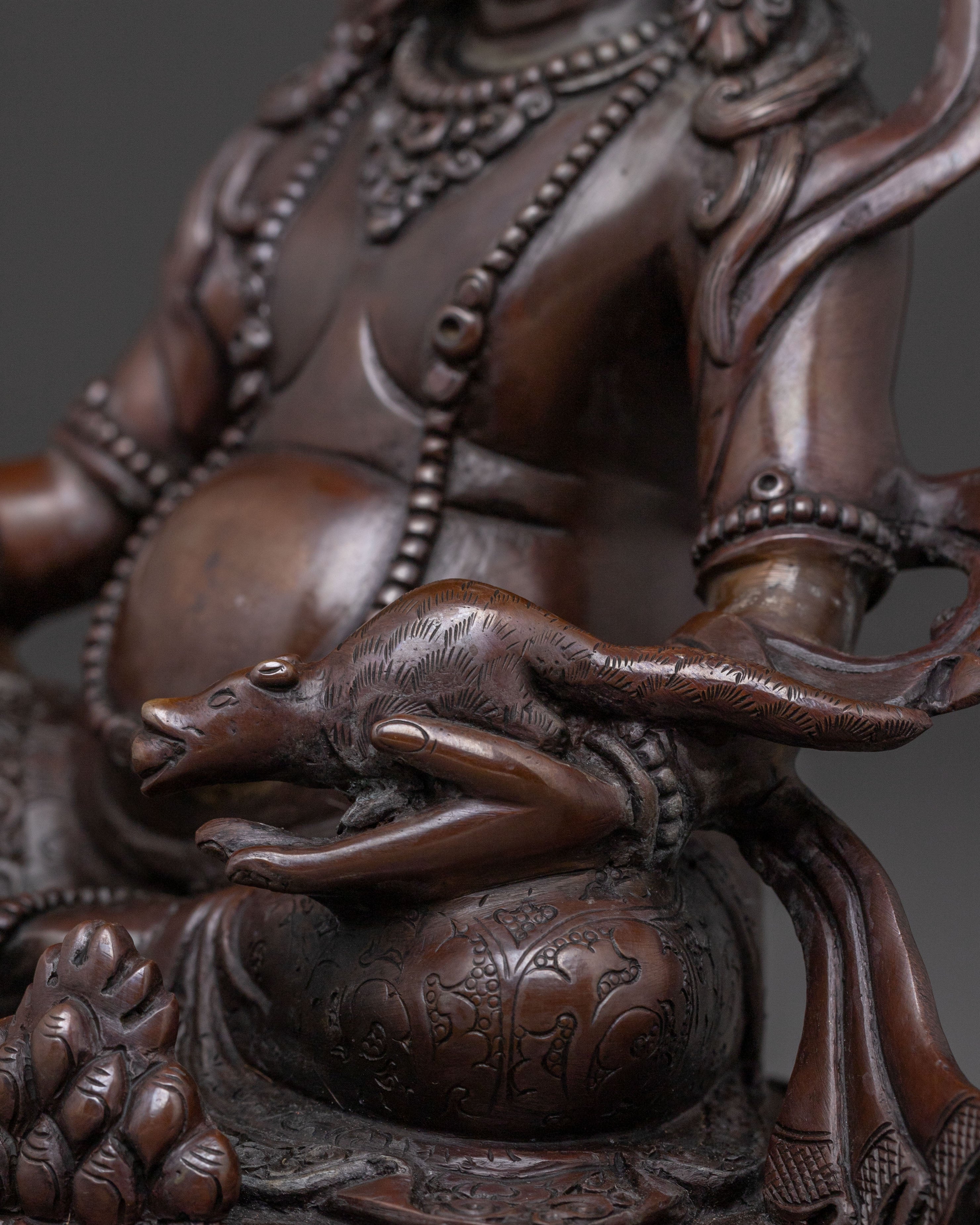 Dzambhala Statue: Oxidized Copper Statue