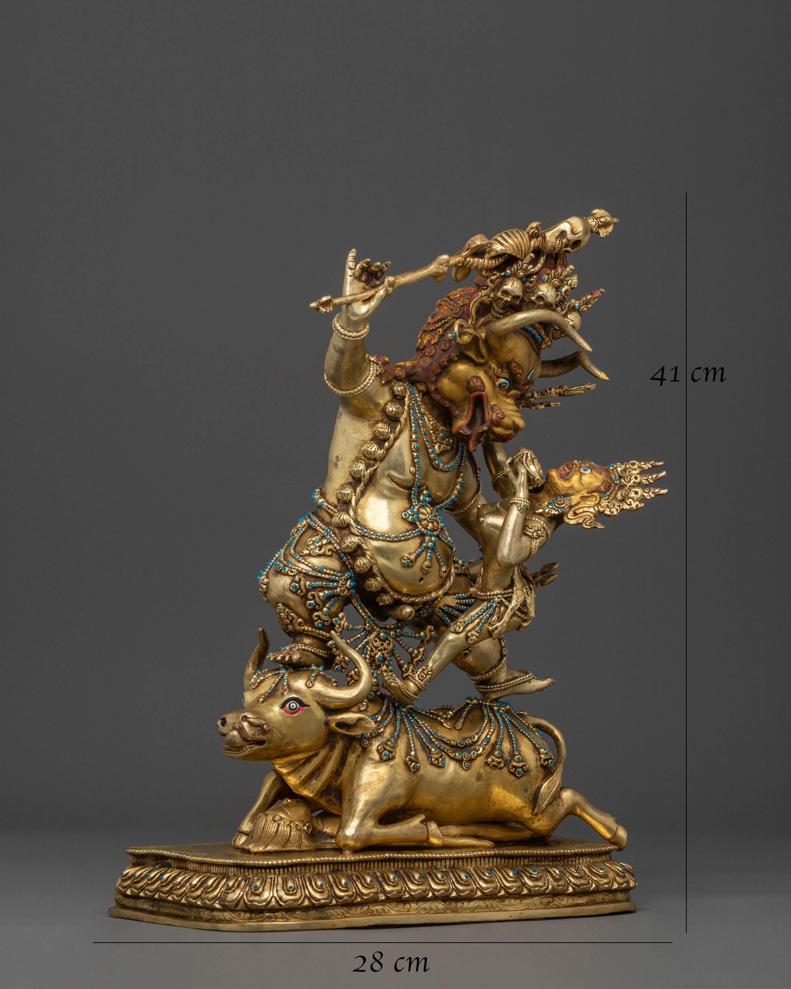Yama Dharmaraja Protector Statue | 24k Gold Glided