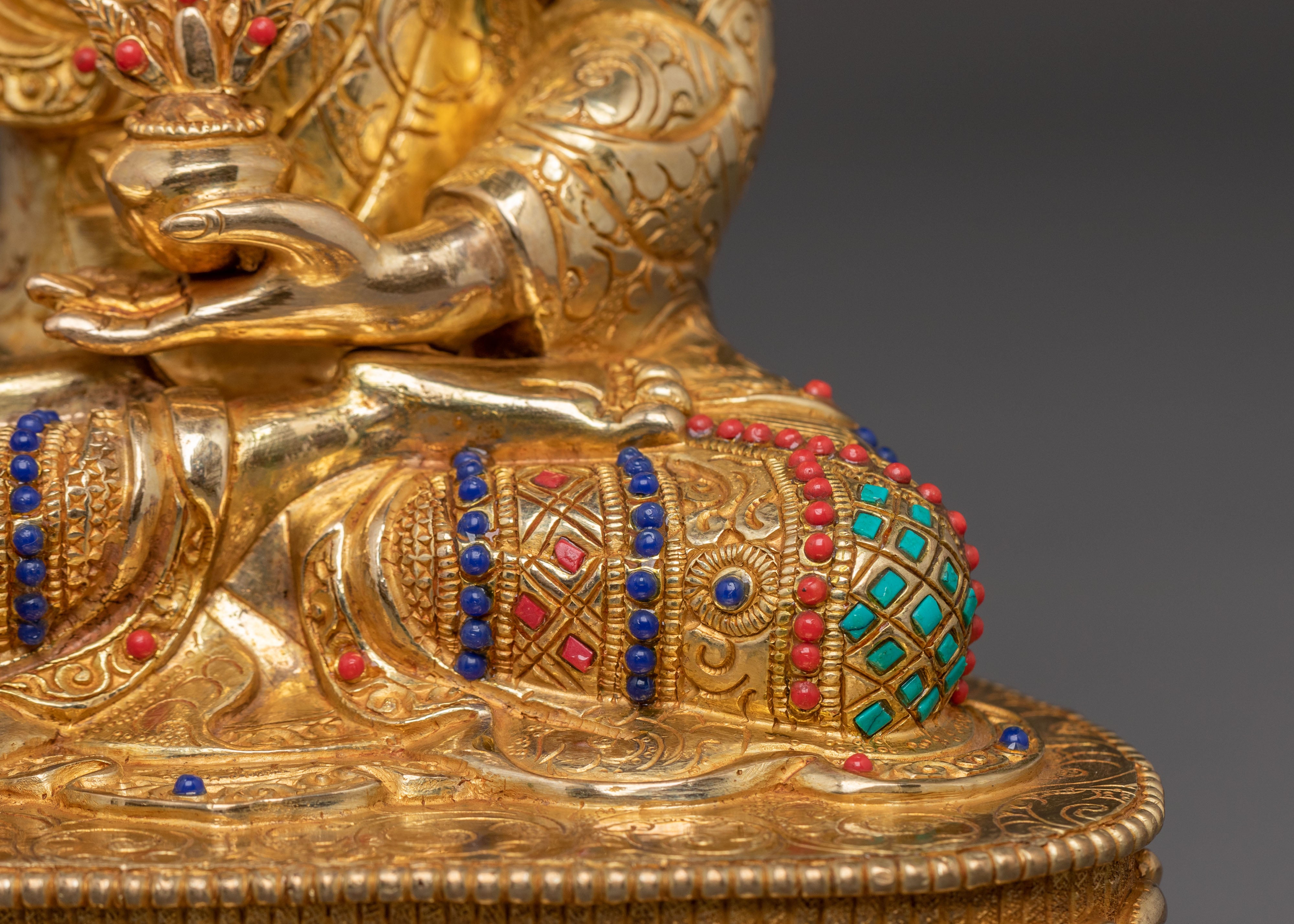 Handcrafted Medicine Buddha Blessing Statue - Gilded Copper Statue