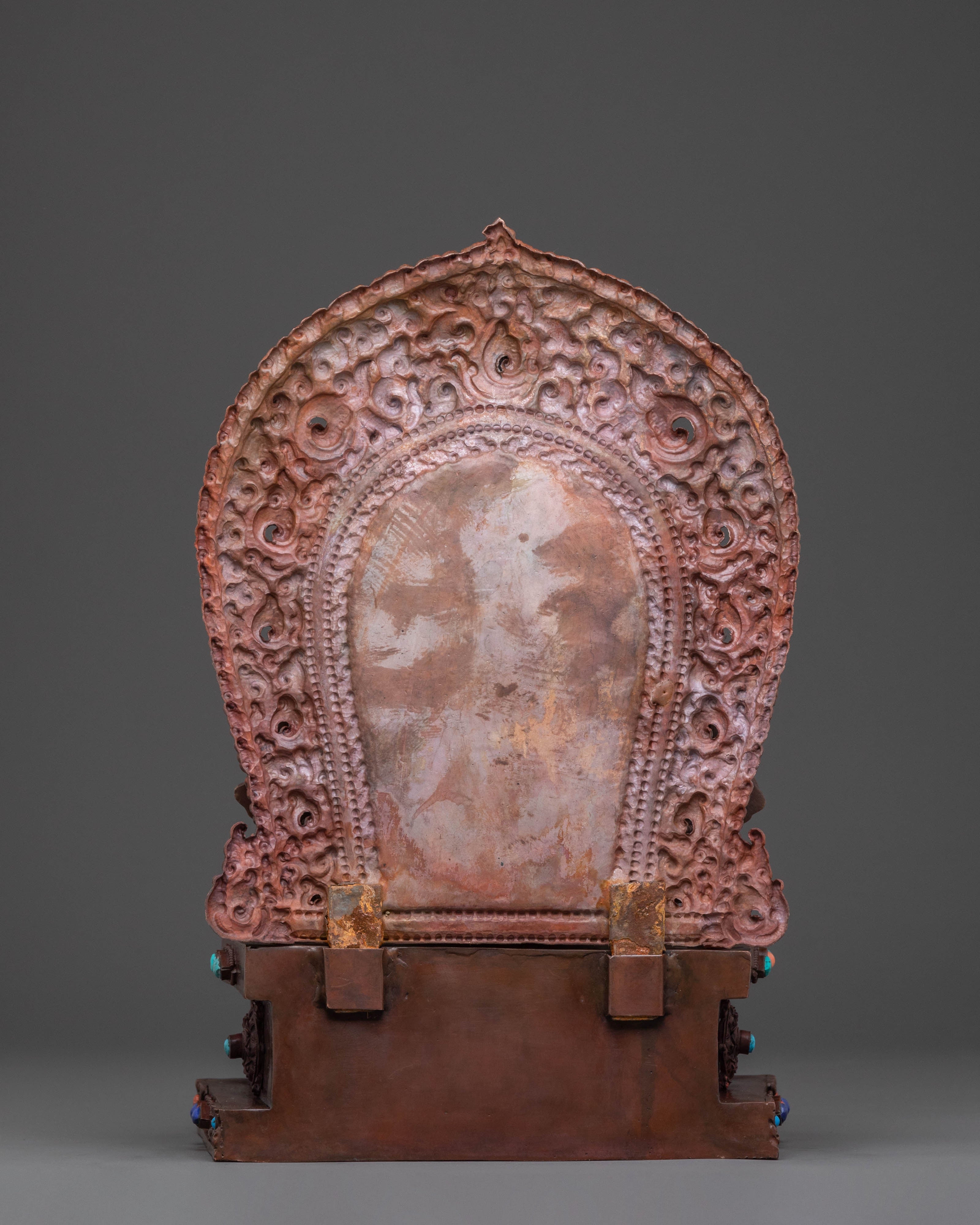 Oxidized Copper Dzambhala Statue with Throne