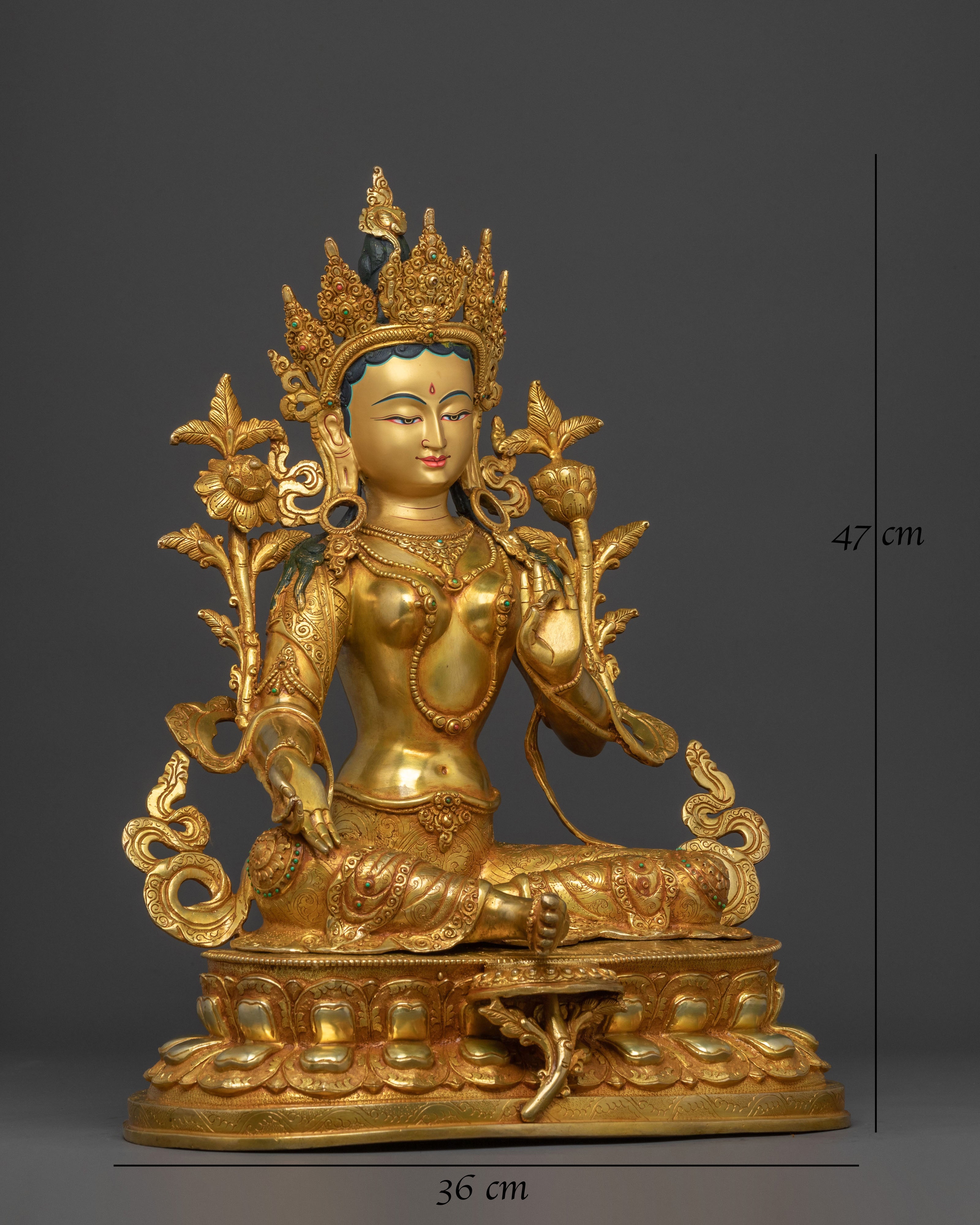 Green Tara Golden Statue | Spiritual Guardian