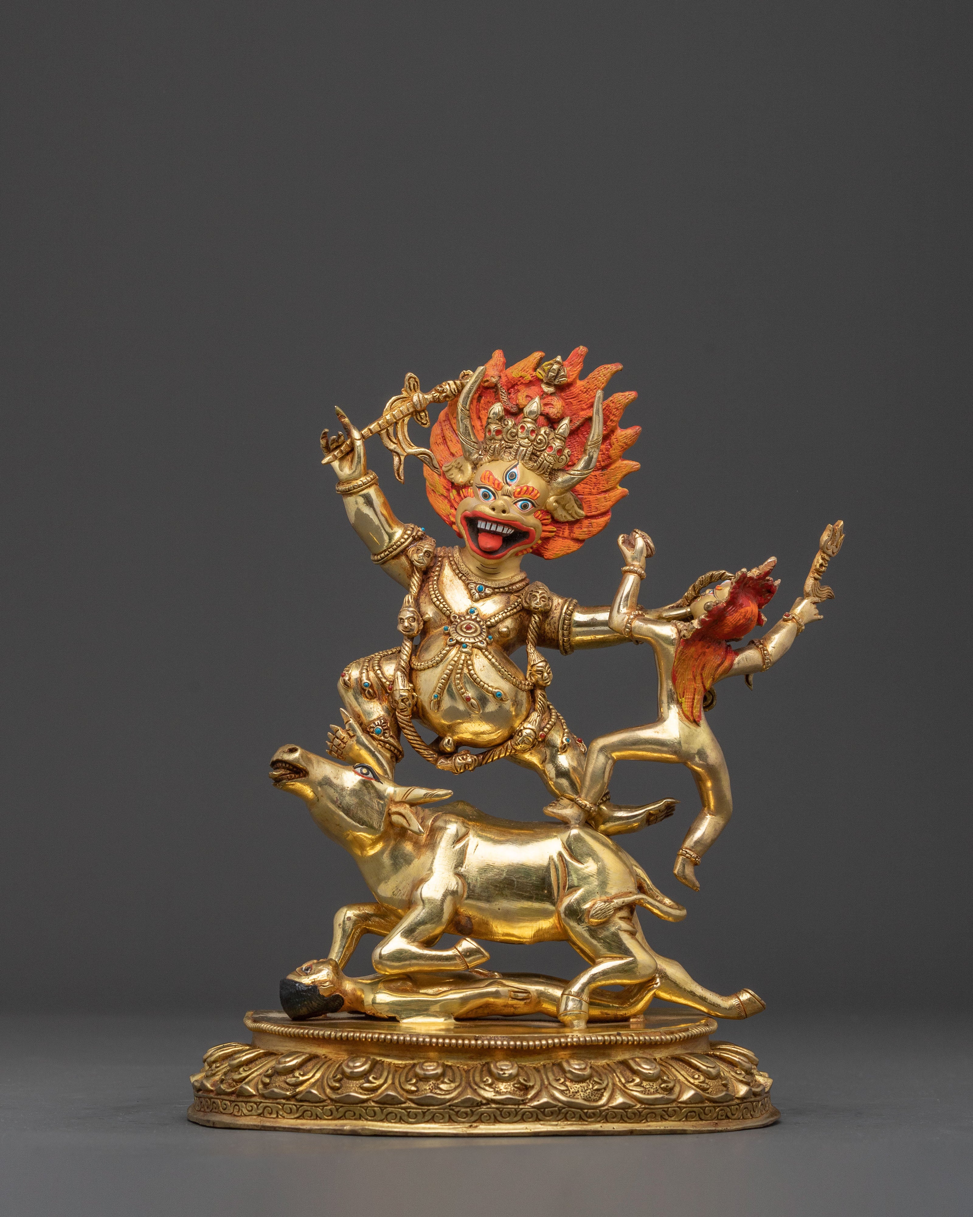 Majestic 24K Gold Gilded Statue of Yamantaka