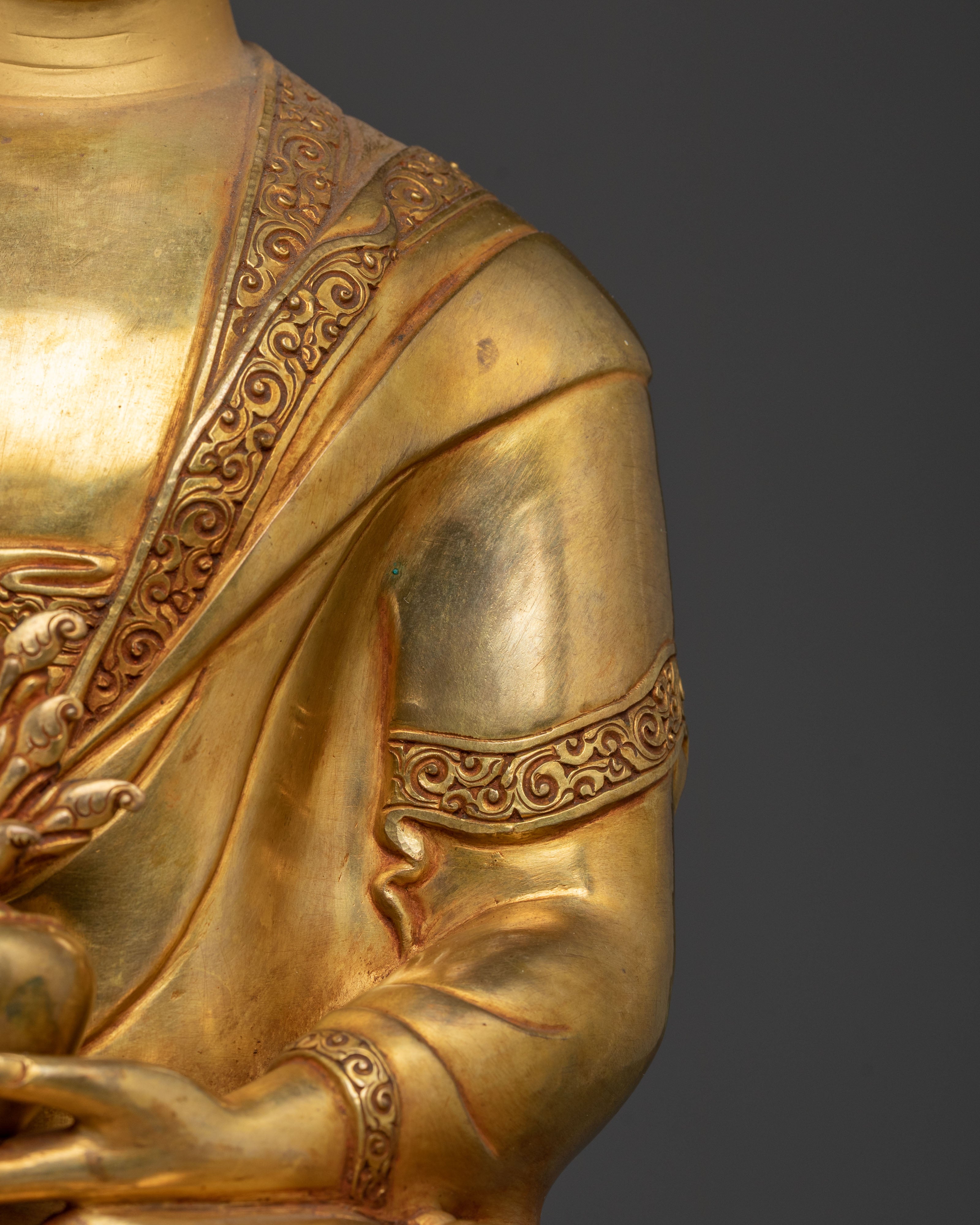 Medicine Buddha: Handcrafted 24K Golden Gilded Statue