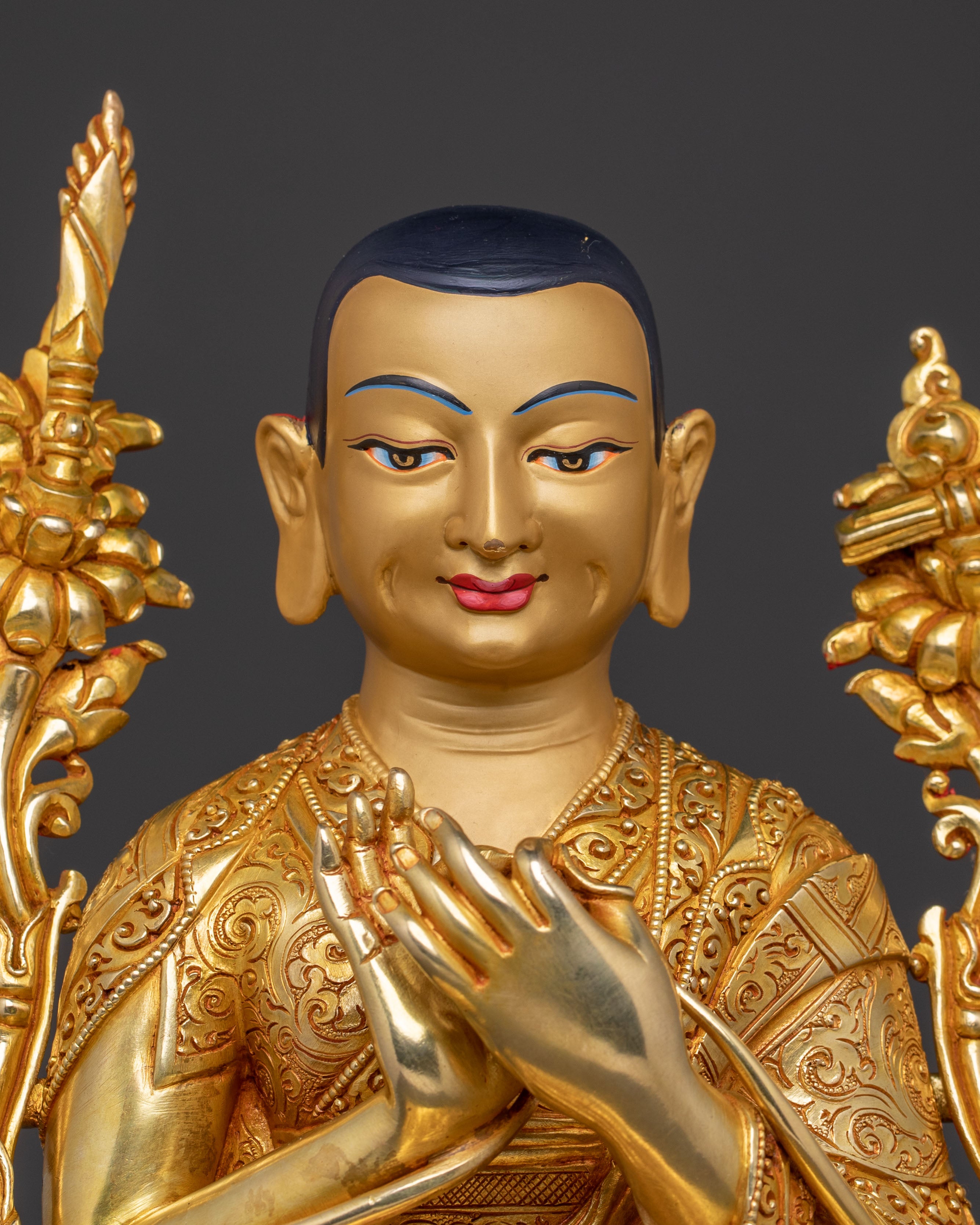Master Je Tsongkhapa with Disciples Statue Set | Gilded Copper Artistry