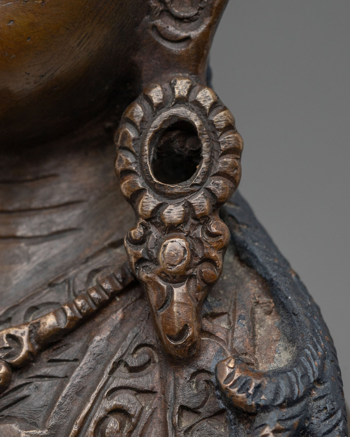 Handmade Padmasambhava Buddhist Statue in Oxidized Copper