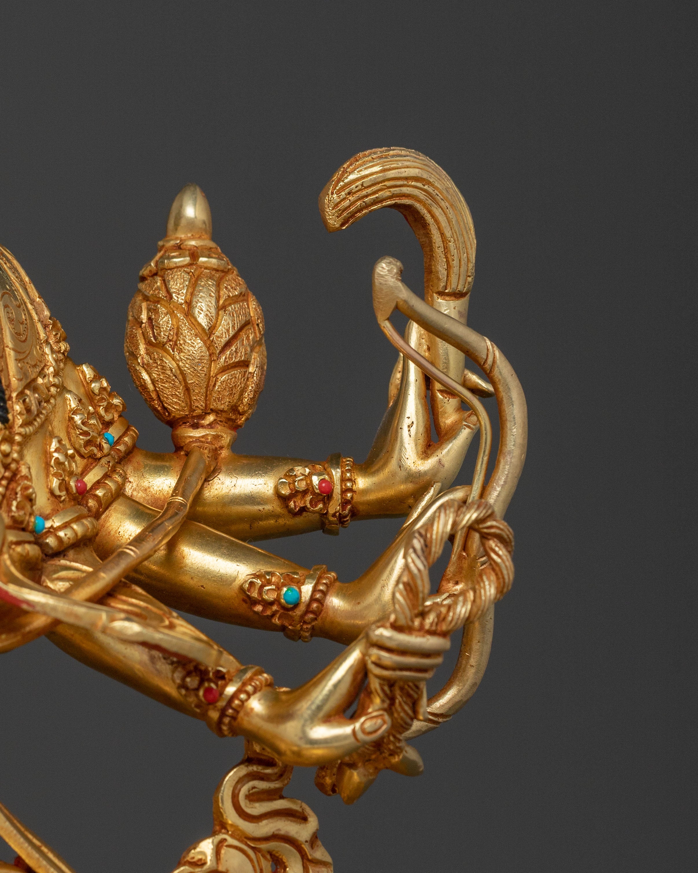 Marici Sacred Statue: 24K Gold Gilded Himalayan Figure