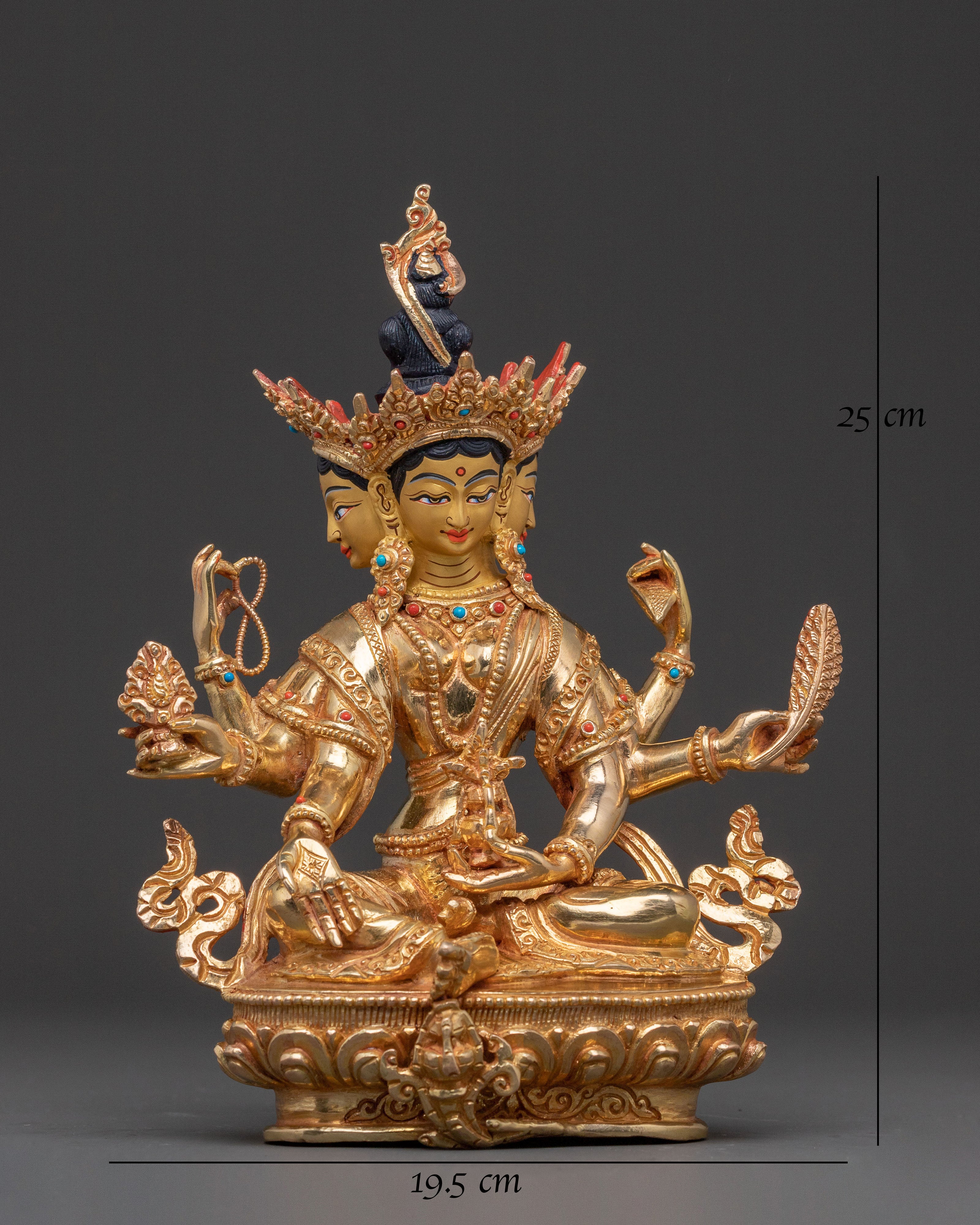 Vasudhara Goddess Statue | 24K Gold Gilded Figure