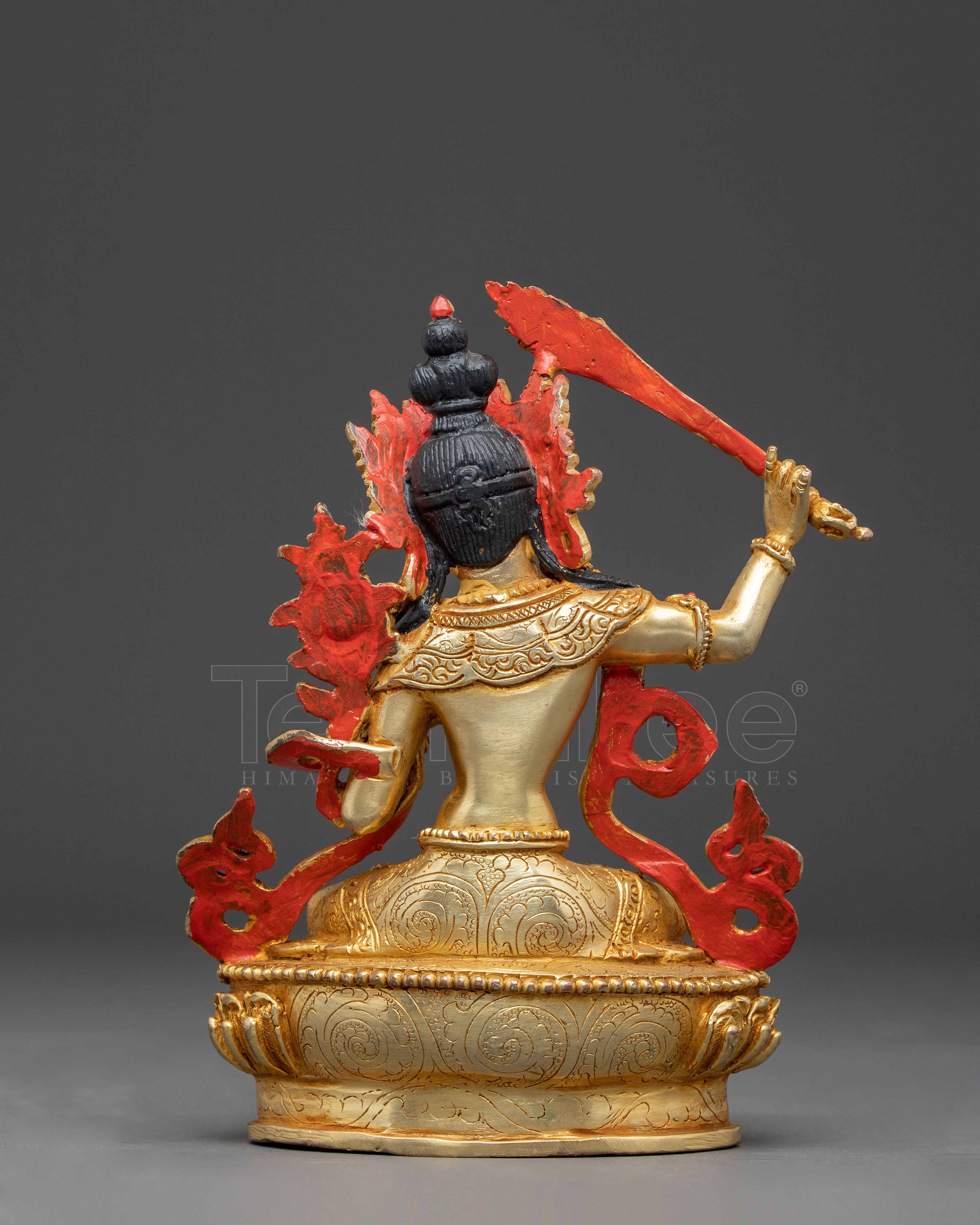 Bodhisatttva Manjushri Handcrafted Statue | 24k Gold Gilded Himalayan Sculpture