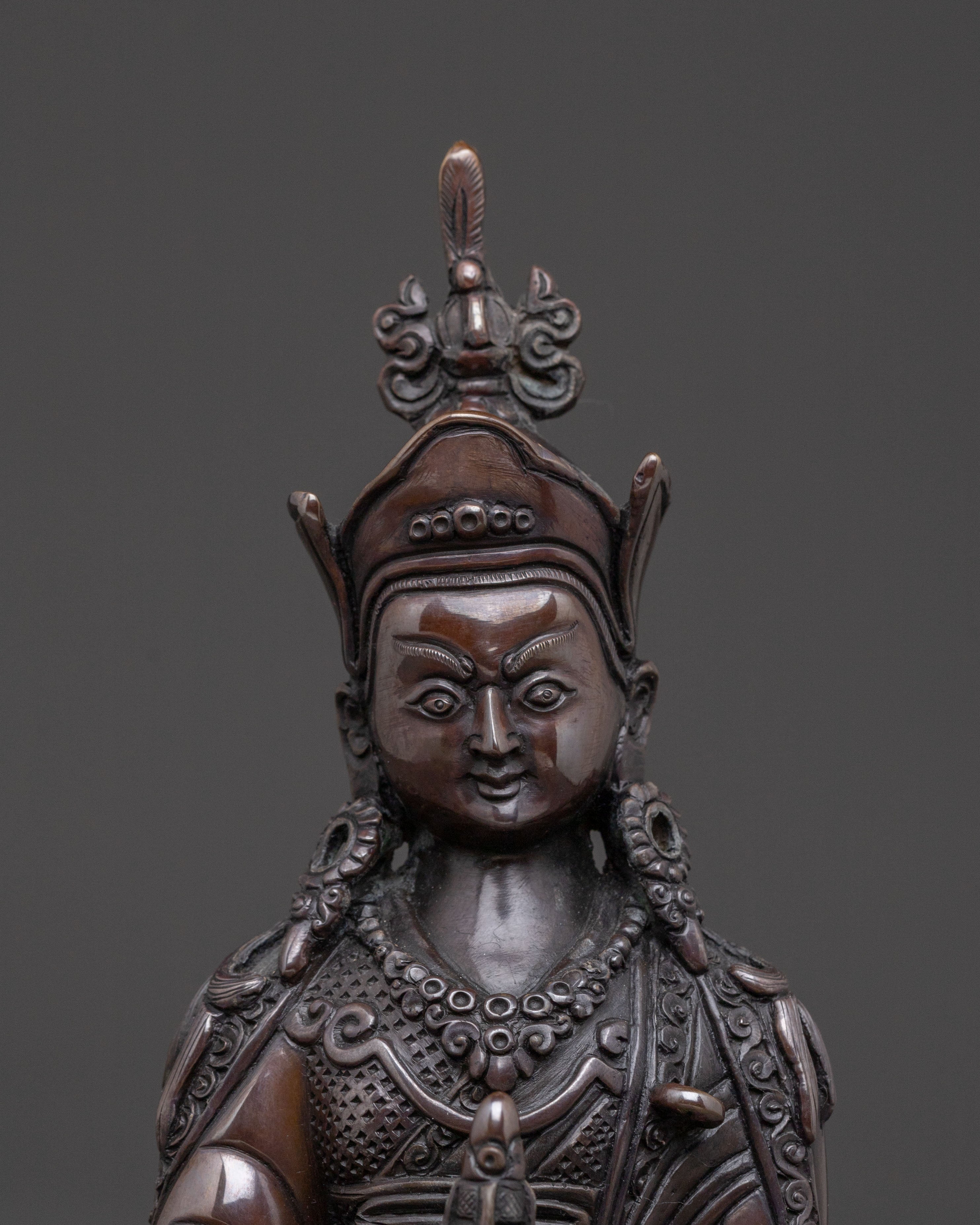 Guru Rinpoche Blessing Sculpture – Oxidized Copper Art