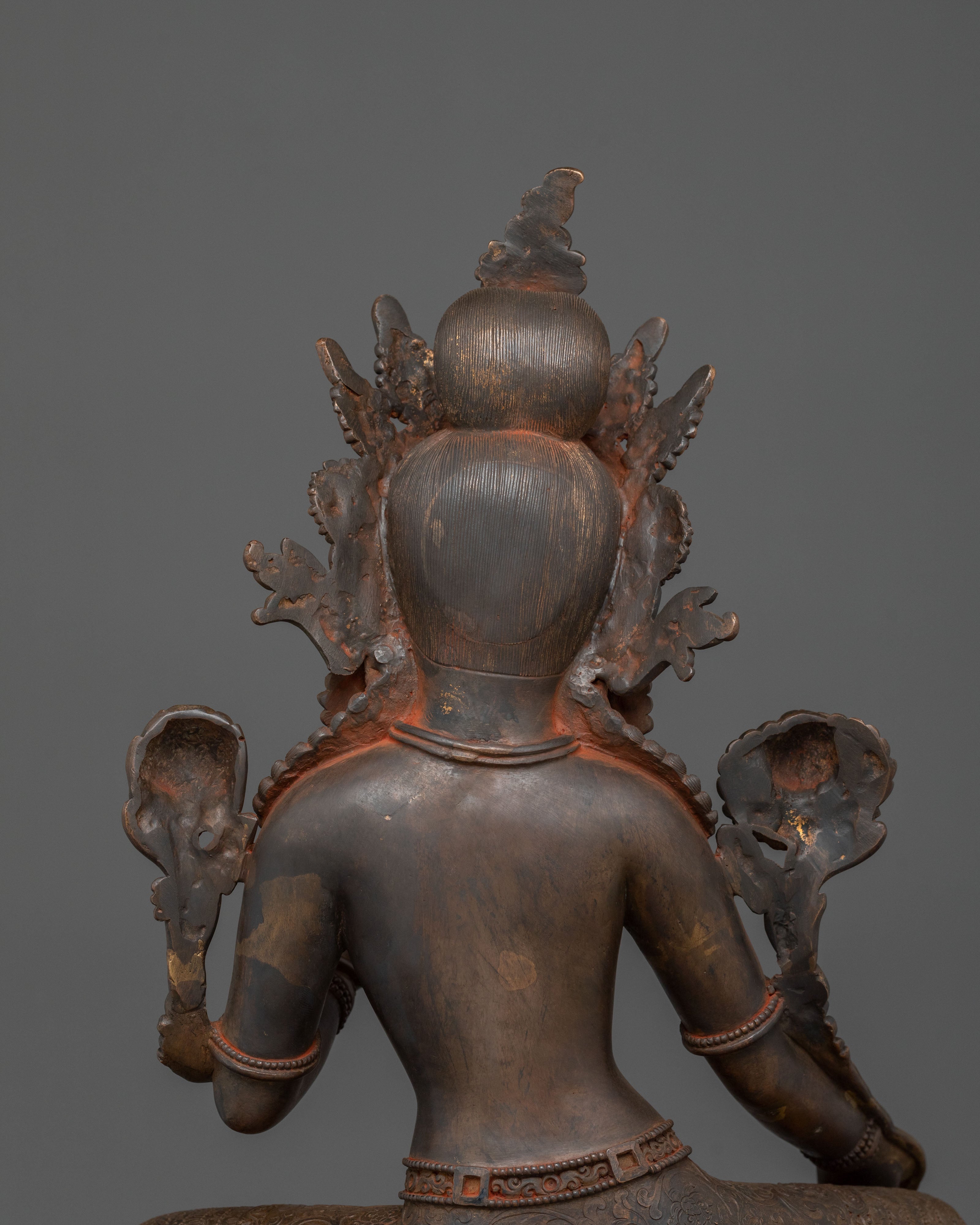 Green Tara Statue On Throne | Goddess of Protection