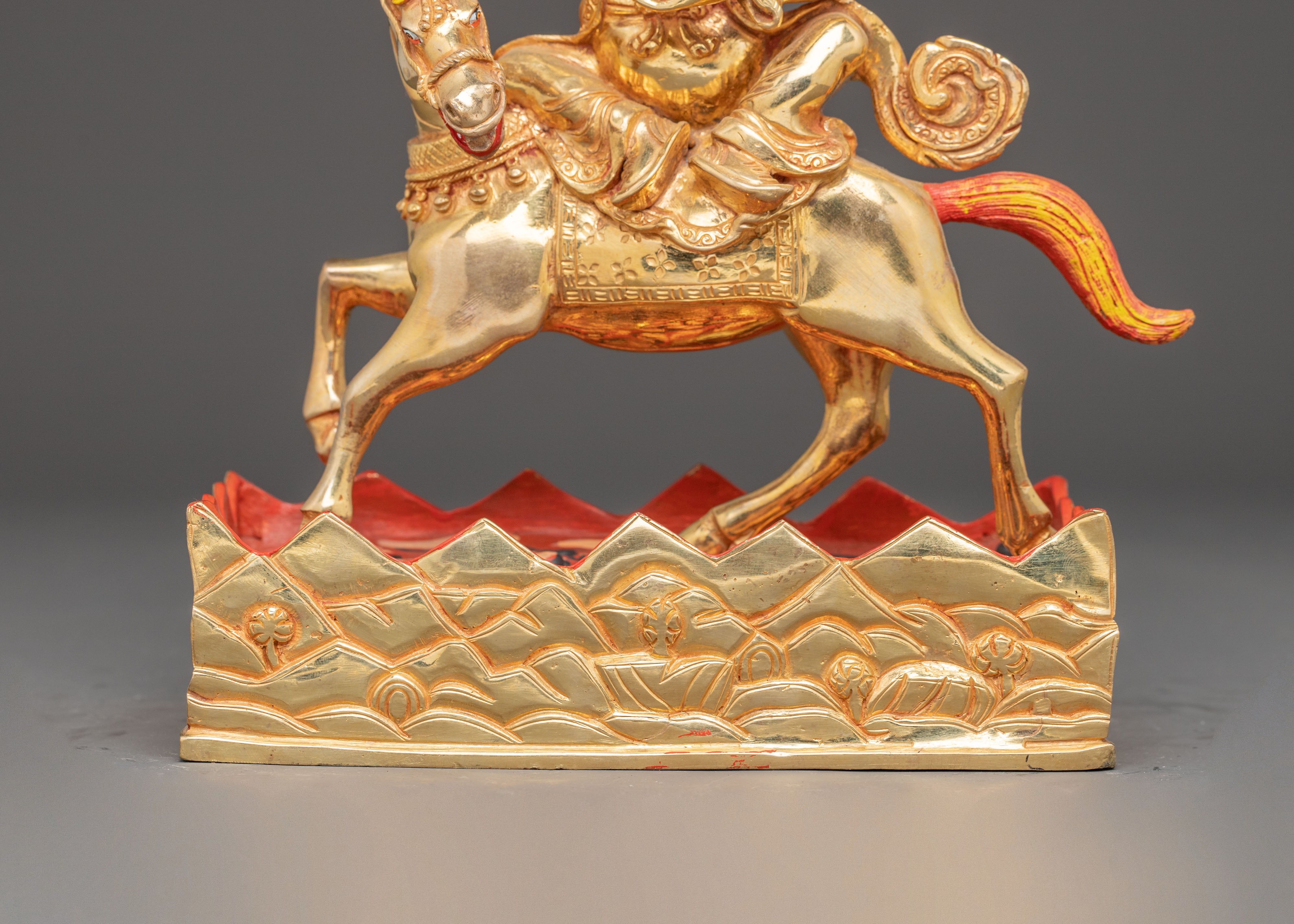 Handmade Pehar Gyalpo Golden Statue | 24K Gold Gilded