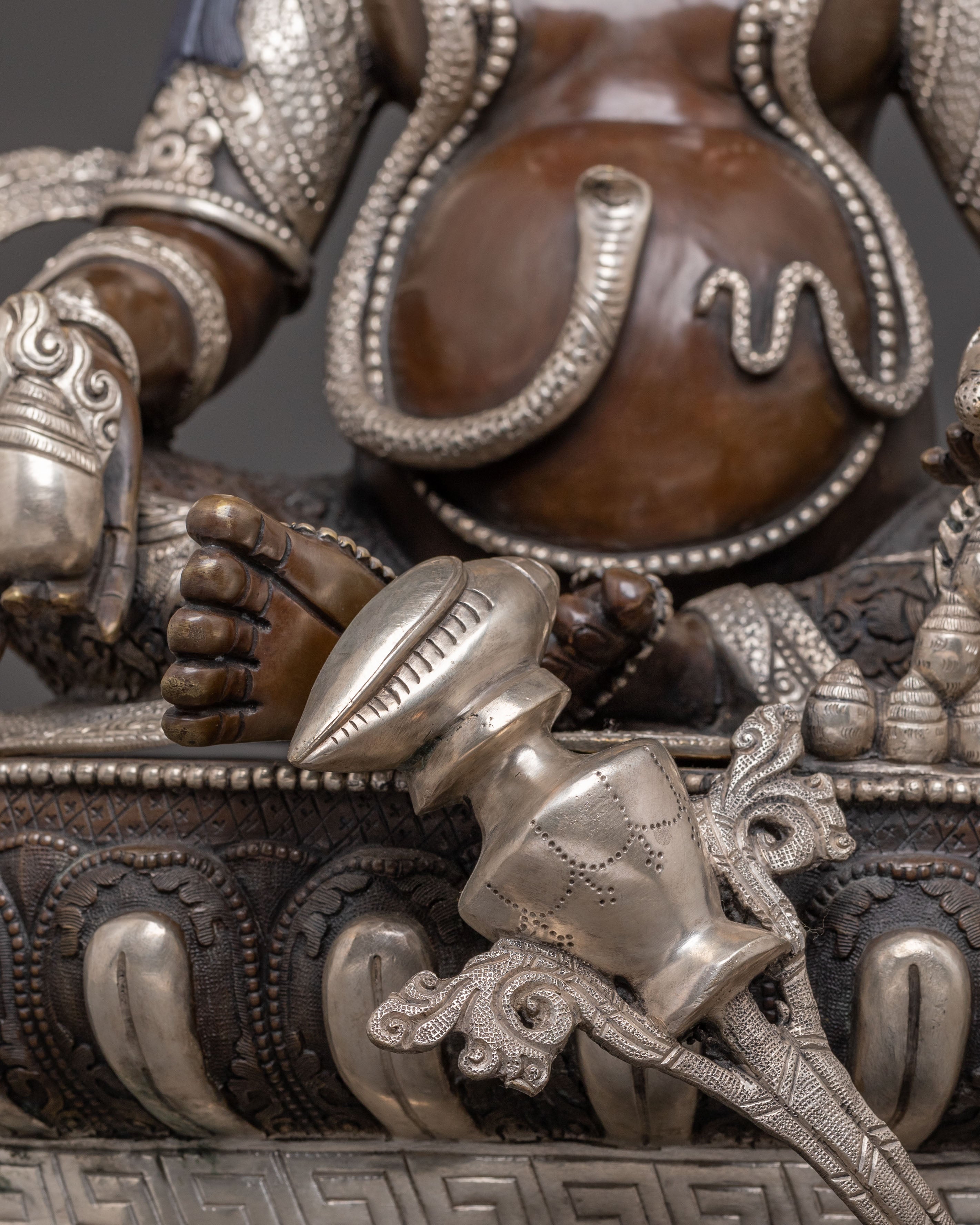 Dzambhala Sacred Statue: Masterfully Crafted Oxidized Copper