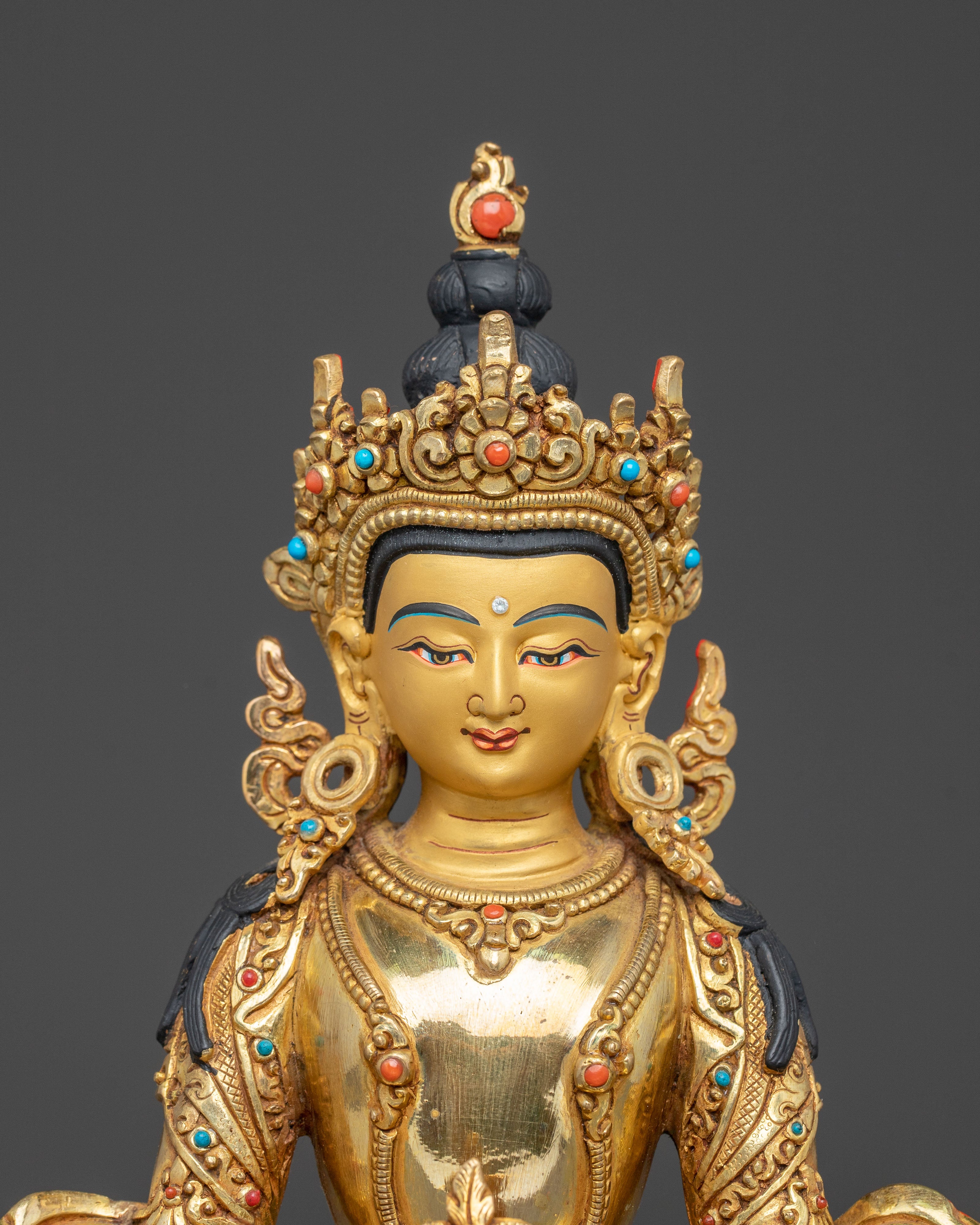 Handmade Amitayus Sacred Statue for Altar | Longevity, Healing and Spiritual Growth