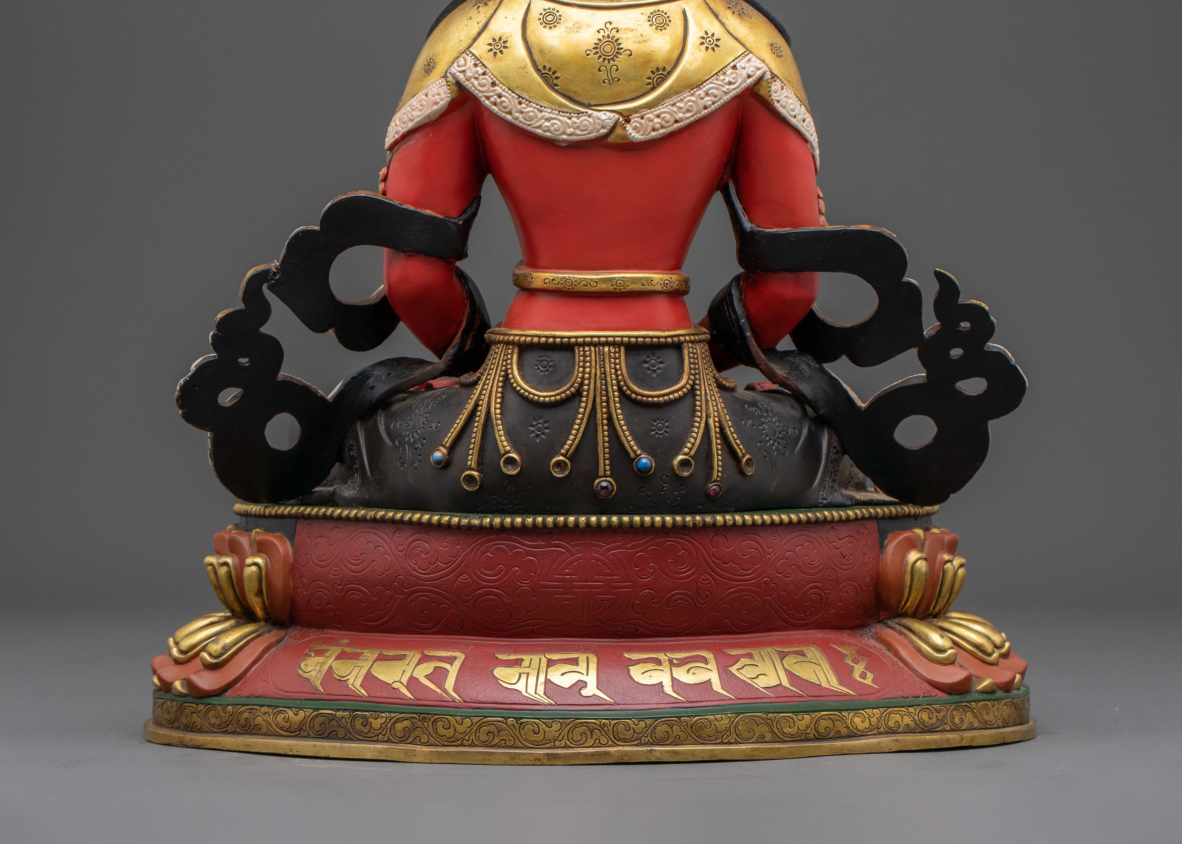 Amitayus Handcrafted Sacred Statue: Serene Copper Artistry