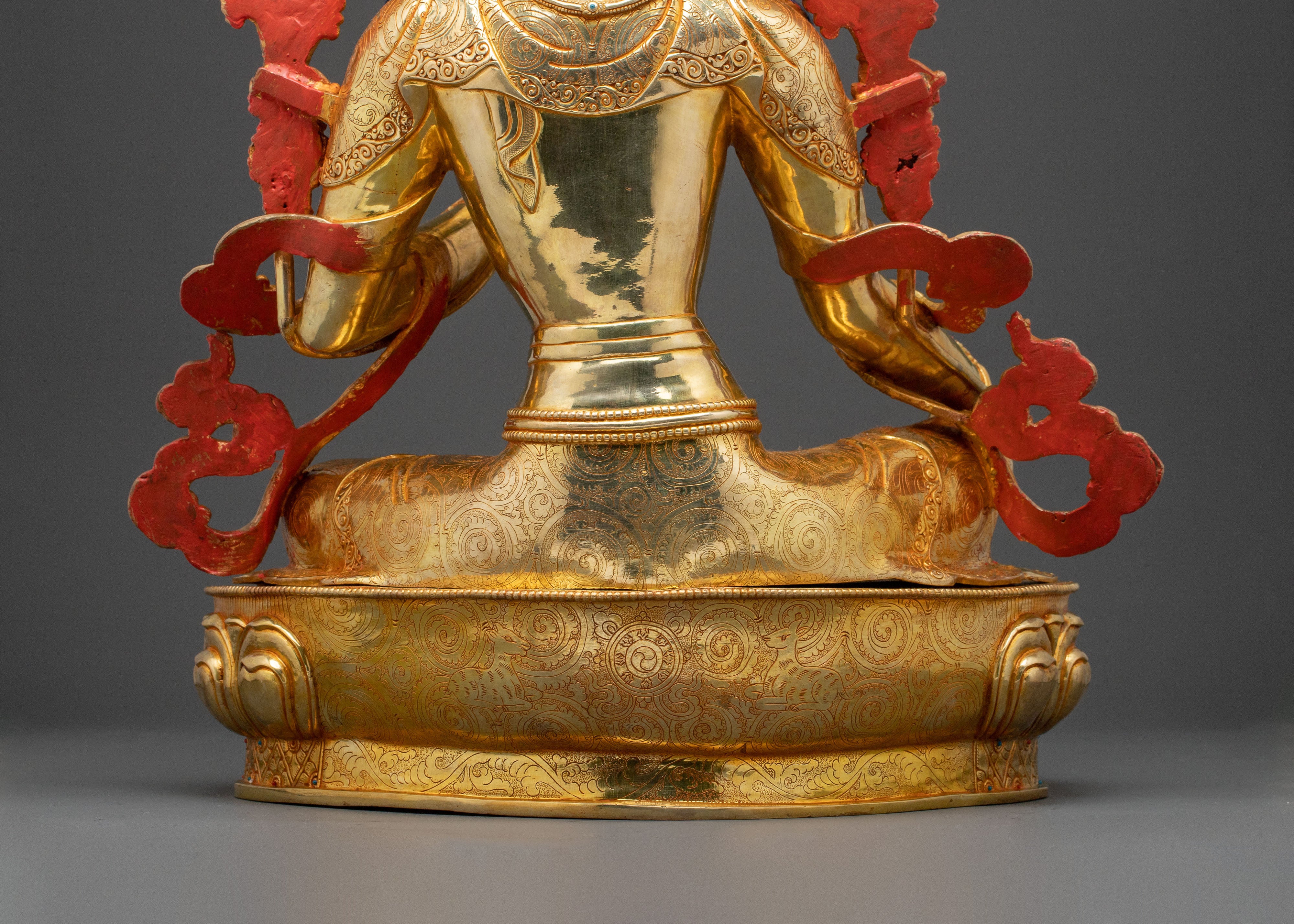 24K Gold Gilded Green Tara Spiritual Statue | Meditation Decor