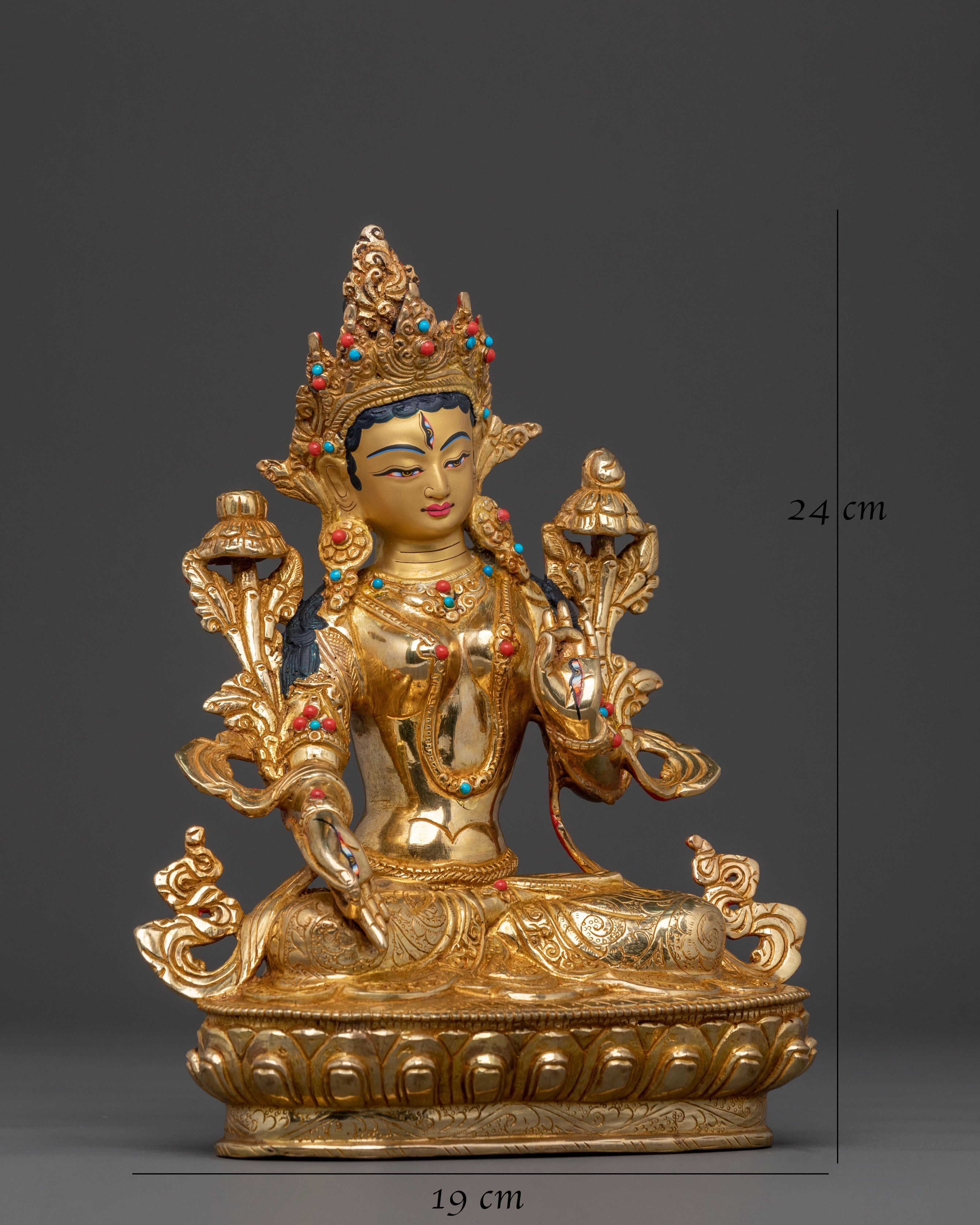 White Tara Statue | Handcrafted Golden Serenity