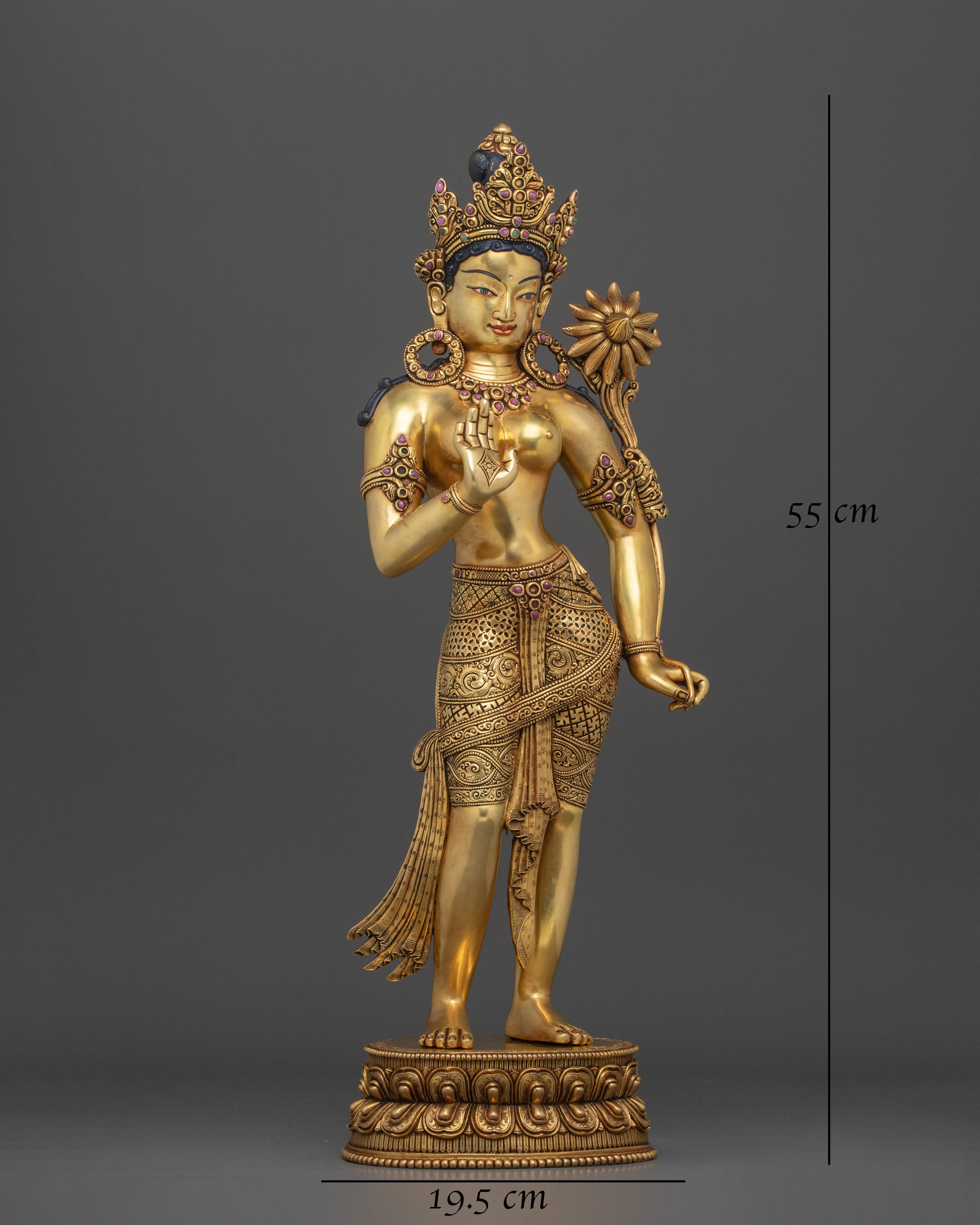 Standing Green Tara with 24K Gold Gilding