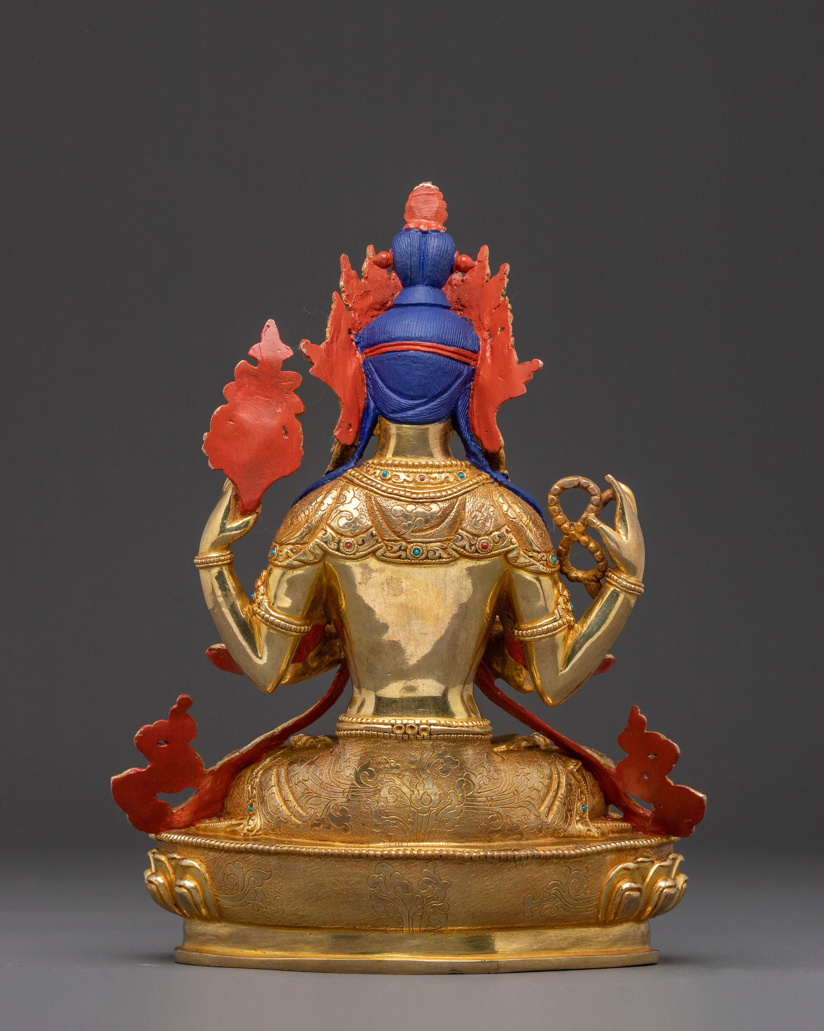 24K Gold Gilded Copper Statue of Chenrezig – Exquisite Nepali Art