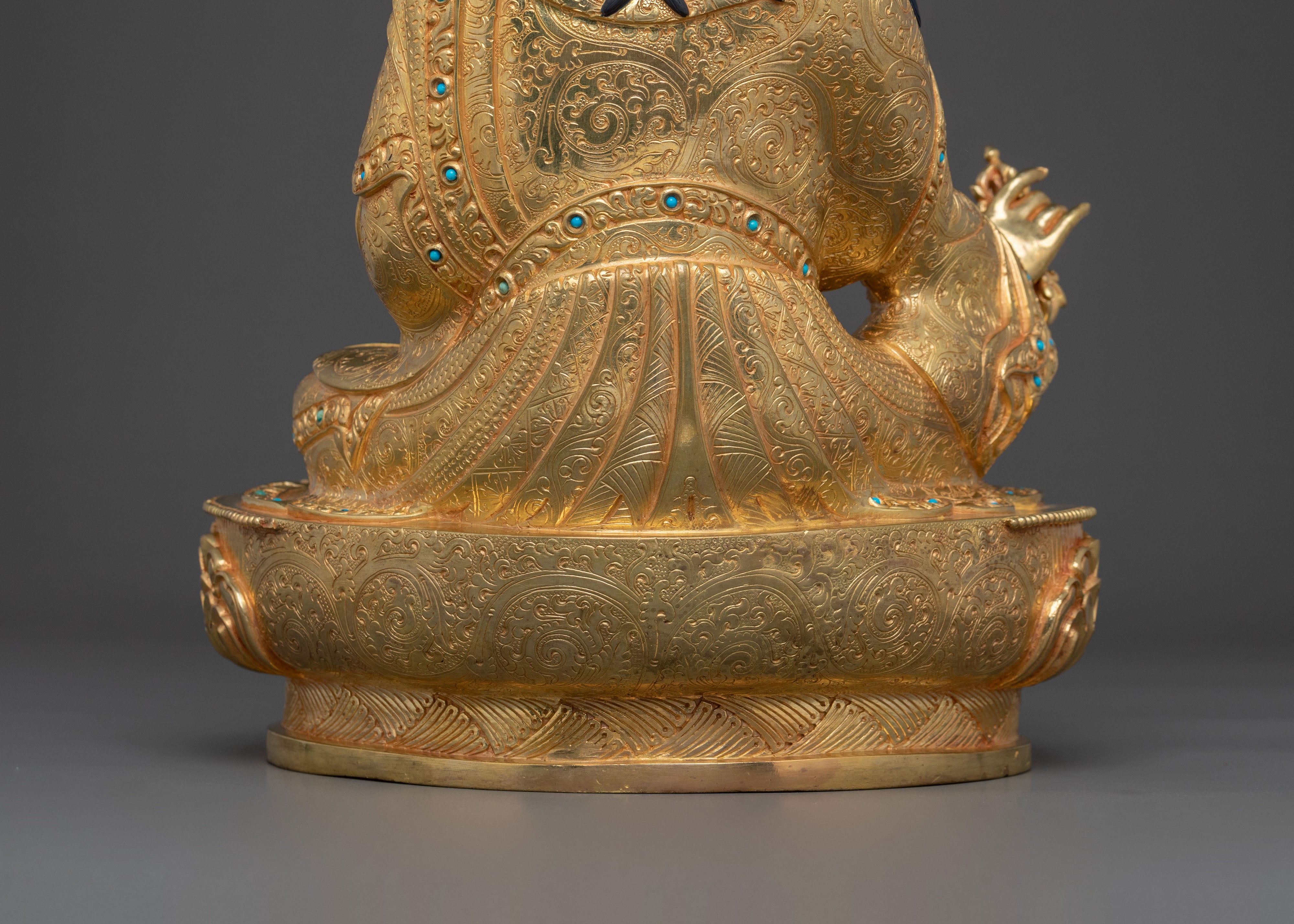 Tibetan Guru Rinpoche Statue | 24K Gold Gilded Figurine