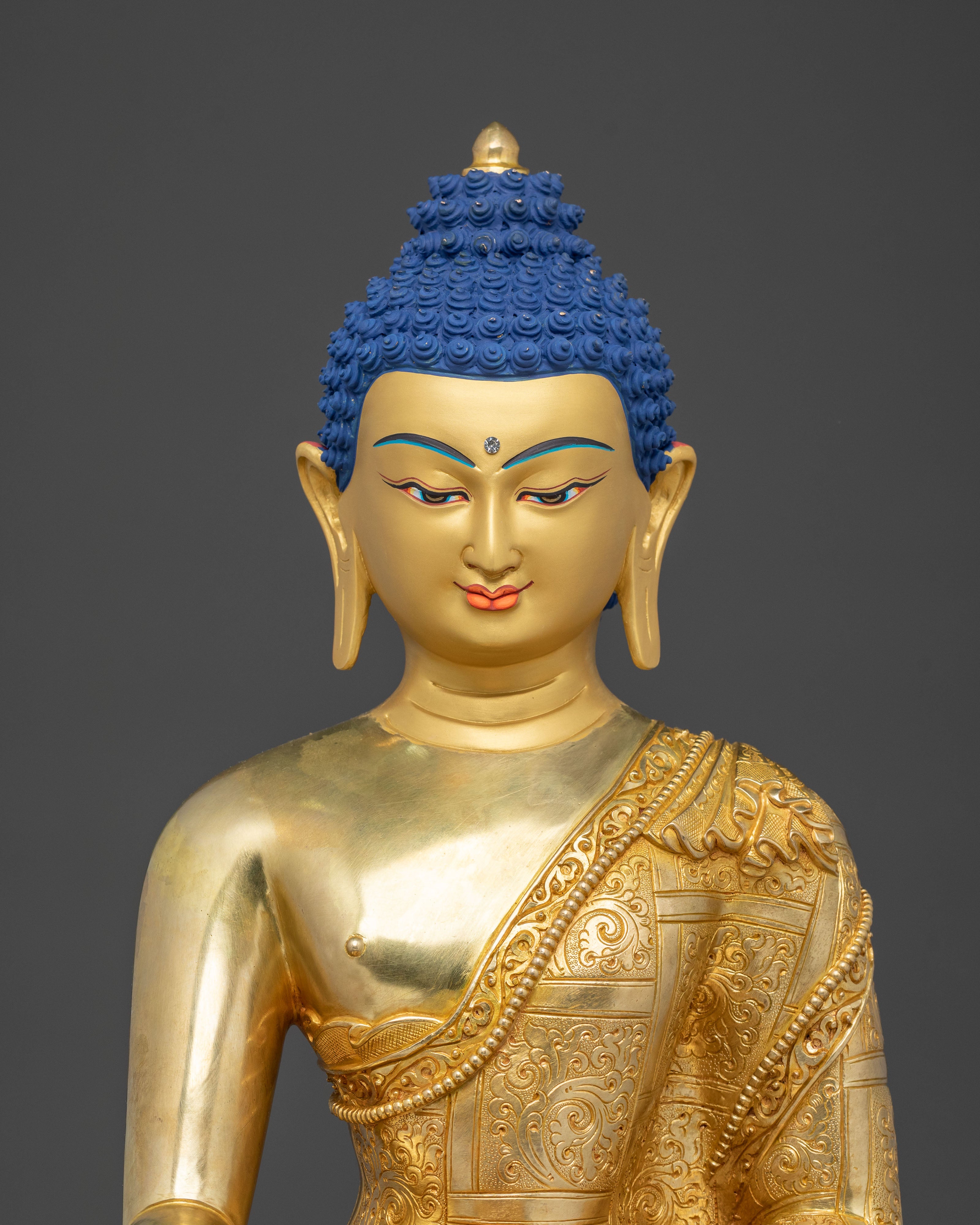 Shakyamuni Spiritual Statue: 24K Gold Gilded Icon