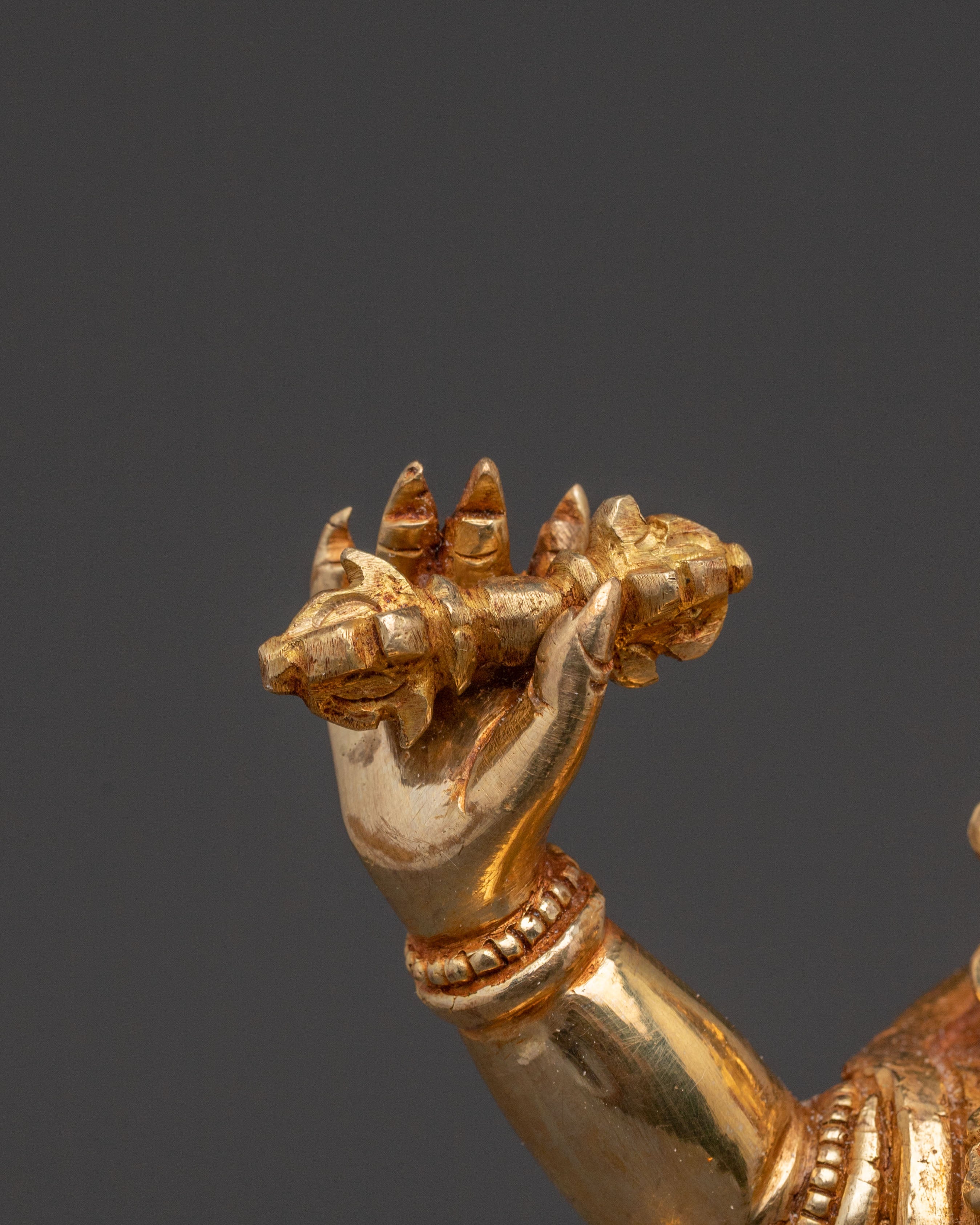 Golden Statue of Vajrapani Bodhisattva - Hand-Gilded Copper Art