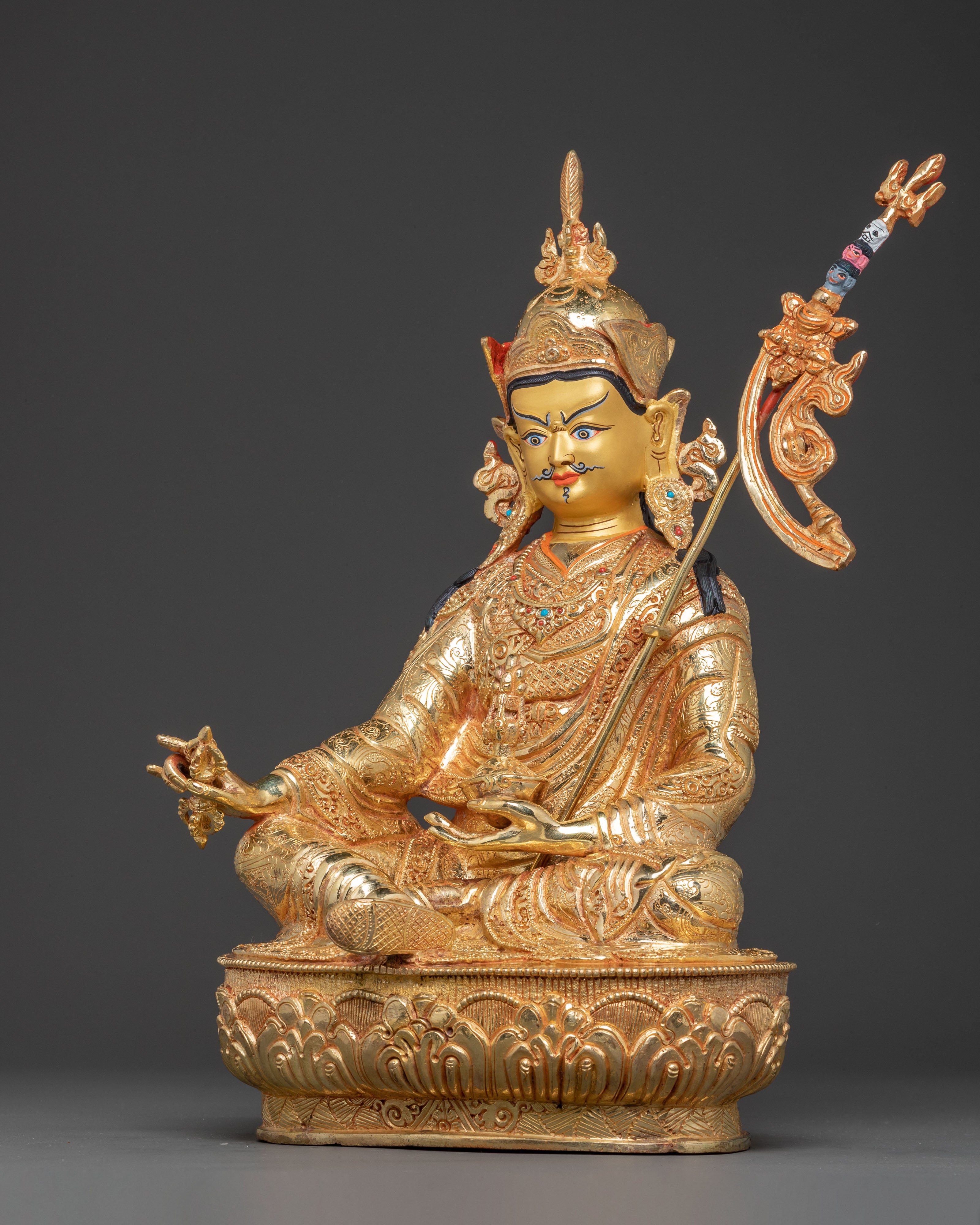 Handmade Guru Rinpoche Golden Statue | Meditation & Blessings