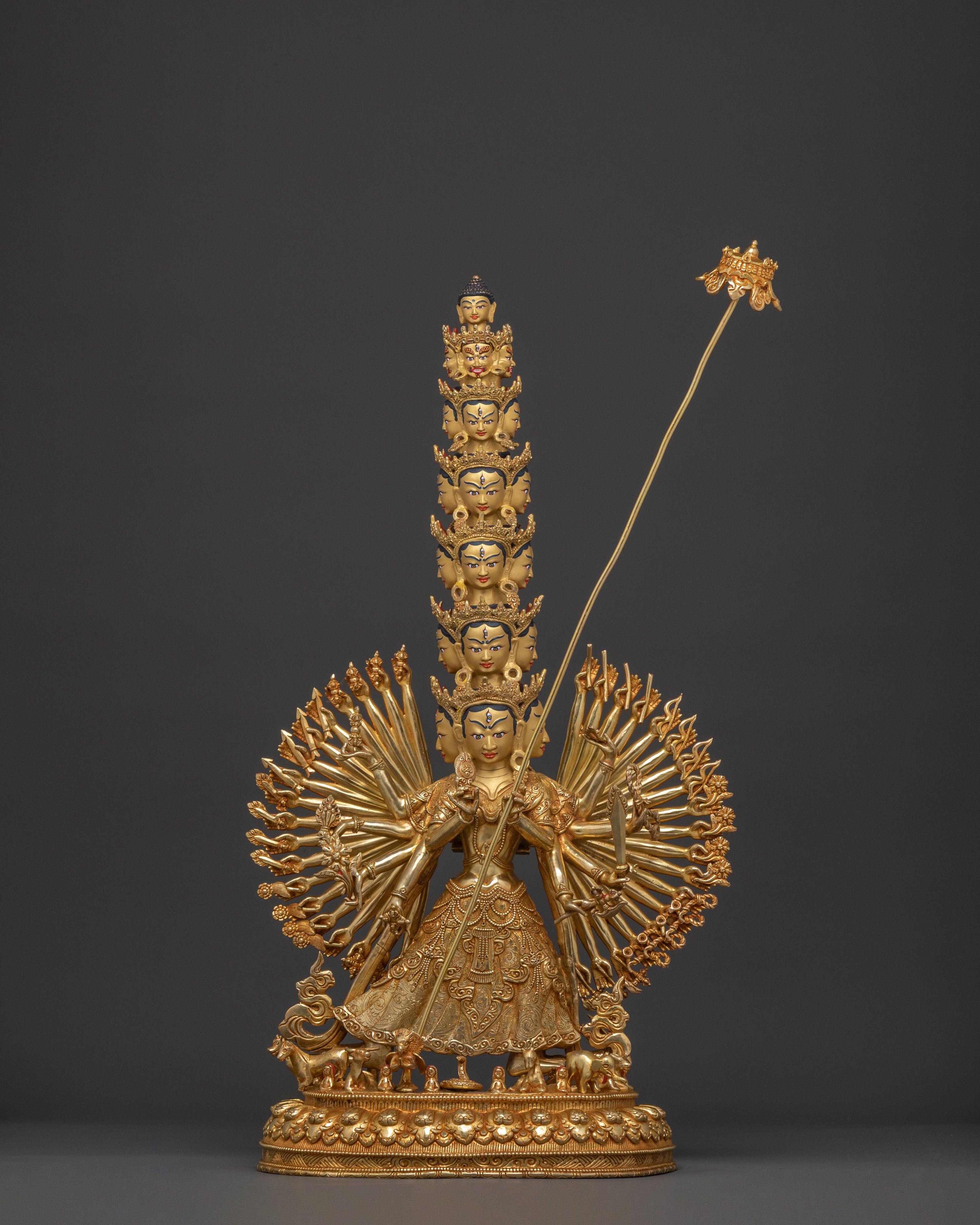 1000 Armed Dukar Golden Statue | 24K Gold Gilded