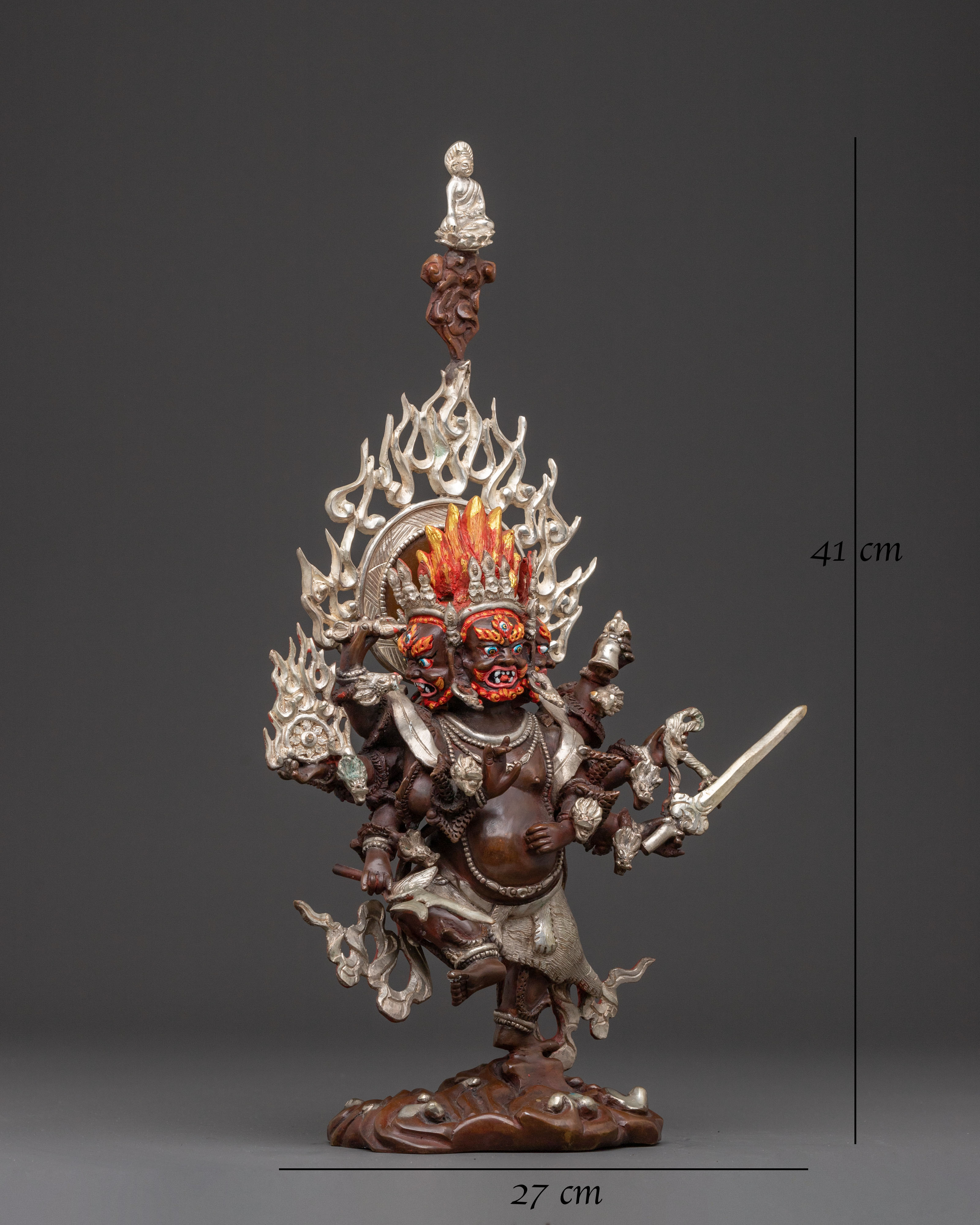 Uchusma Wrathful Deity Statue – Oxidized Copper