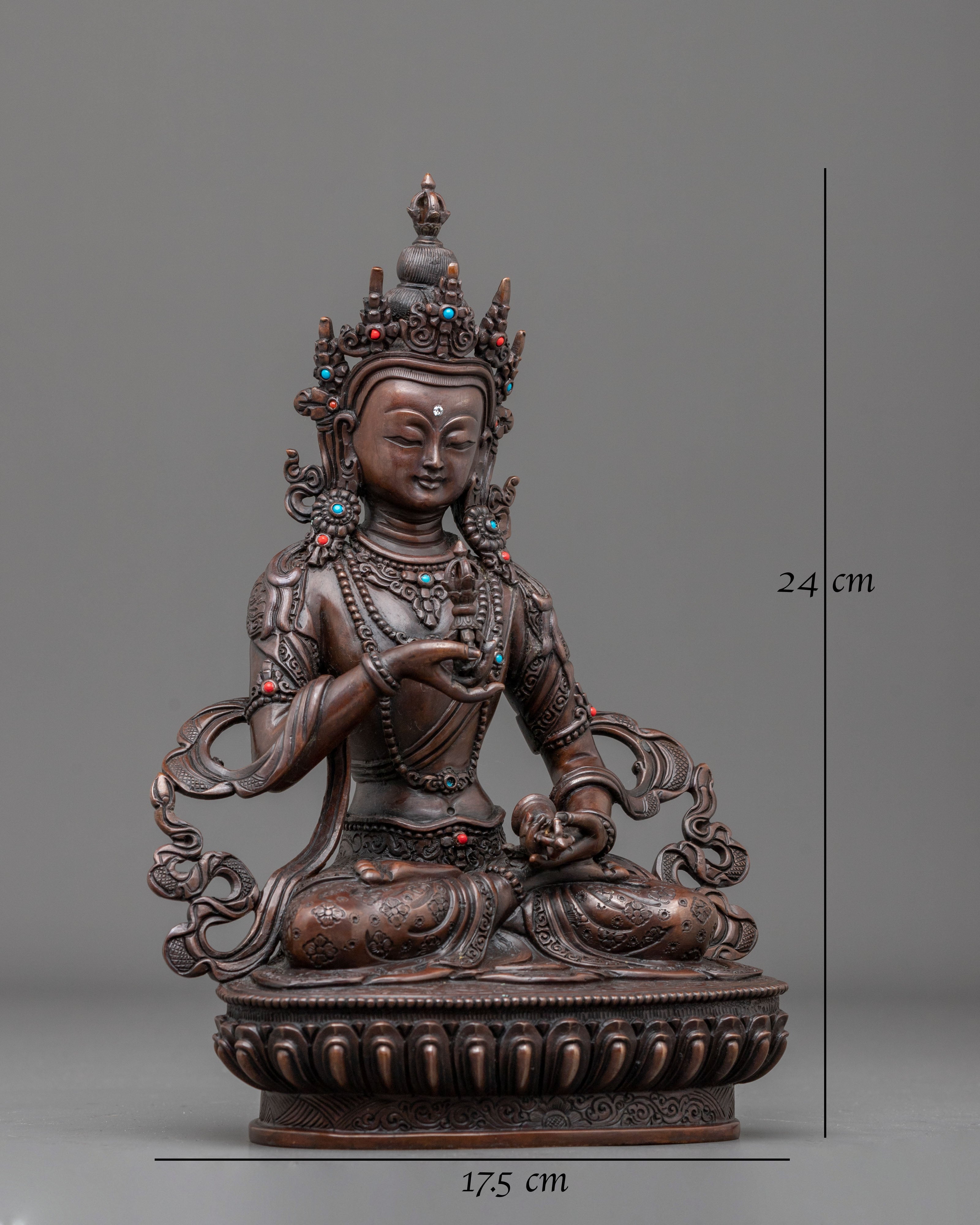 Vajrasattva Statue Adorned with Gemstones | Tibetan Buddhist Artwork