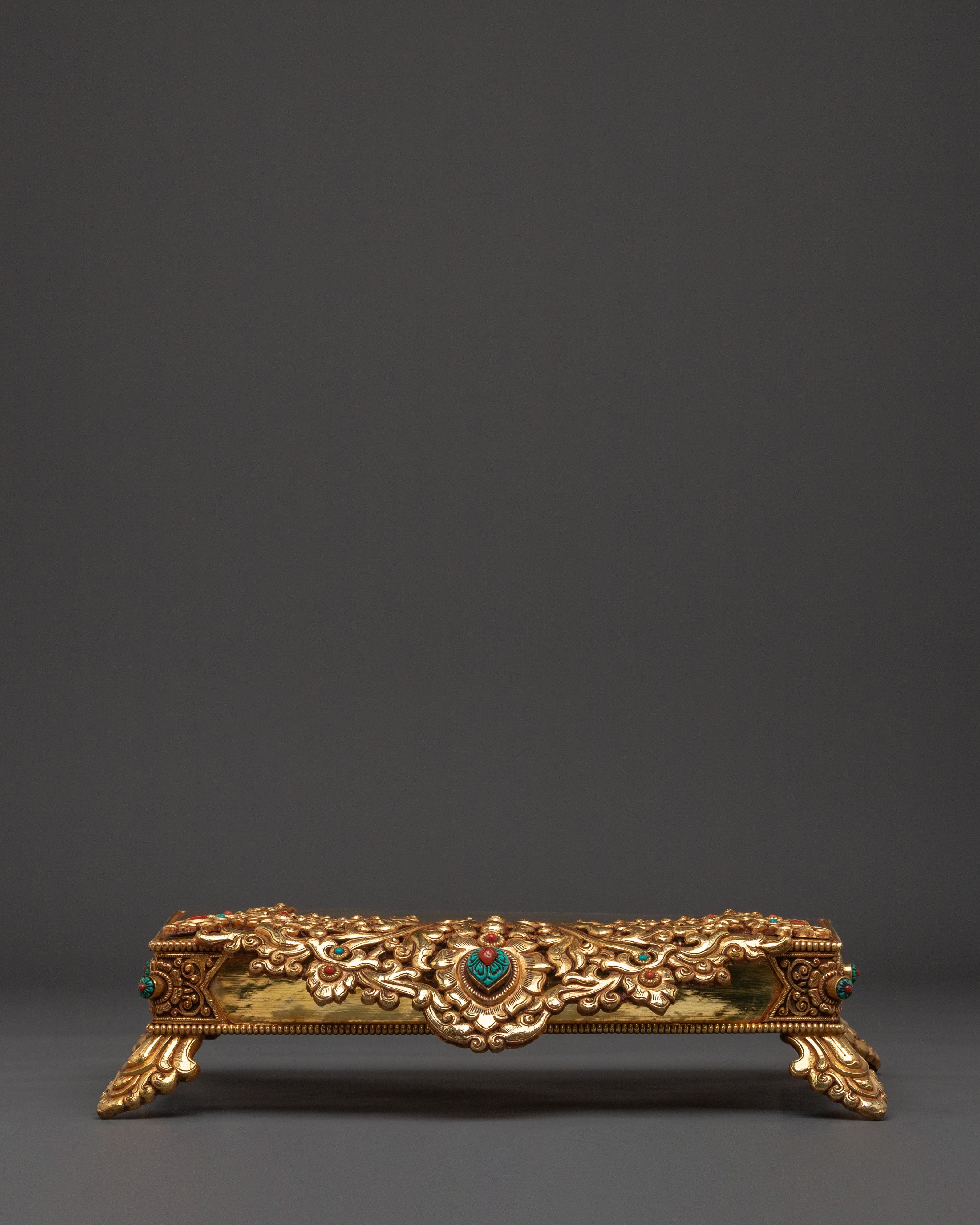 Handcrafted 24K Gold Gilded Throne: Sacred Pedestal