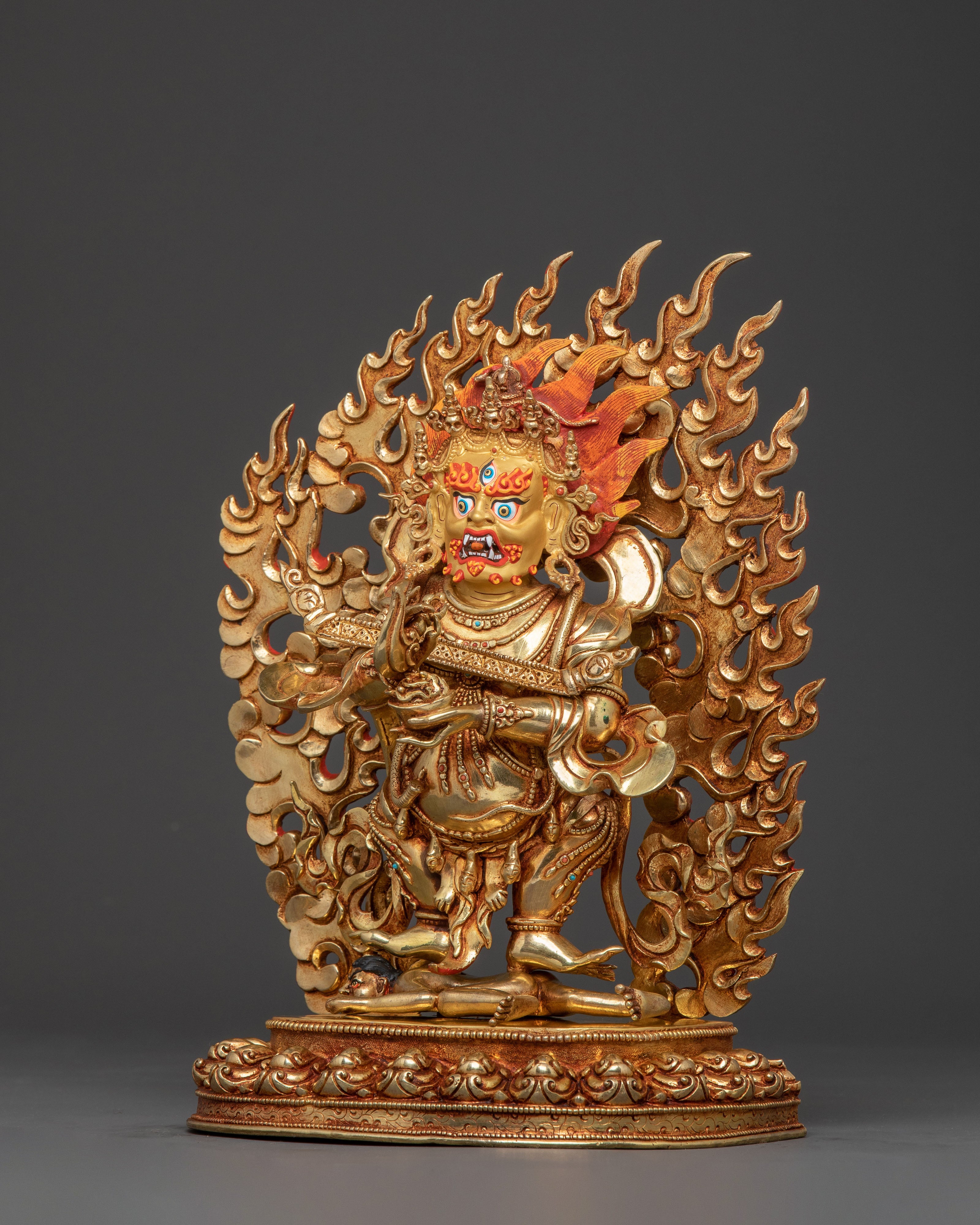 Shakya Mahakala Holy Statue | Hand-Gilded Copper Art