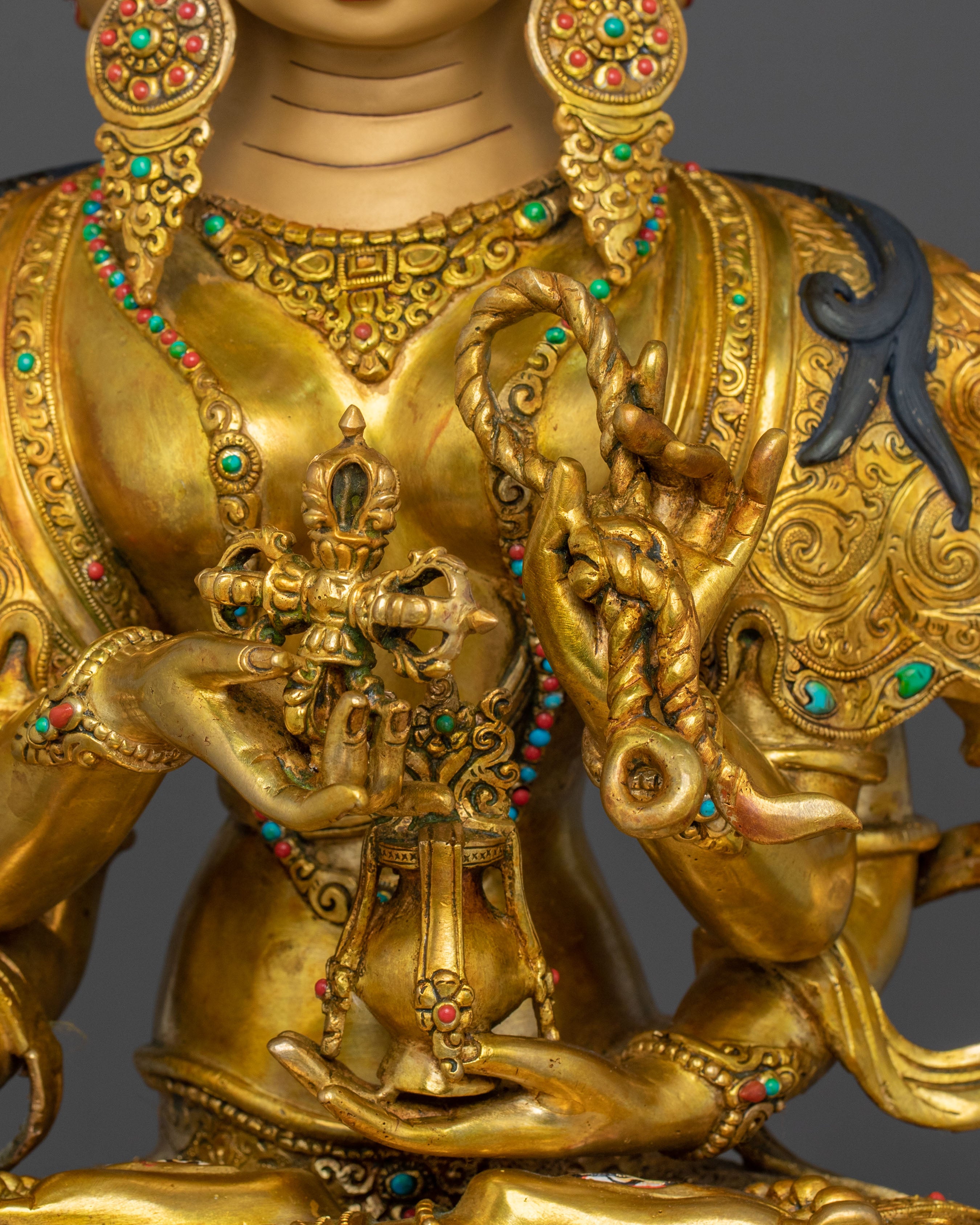 Sacred Namgyalma Sculpture: 24K Gold Gilded