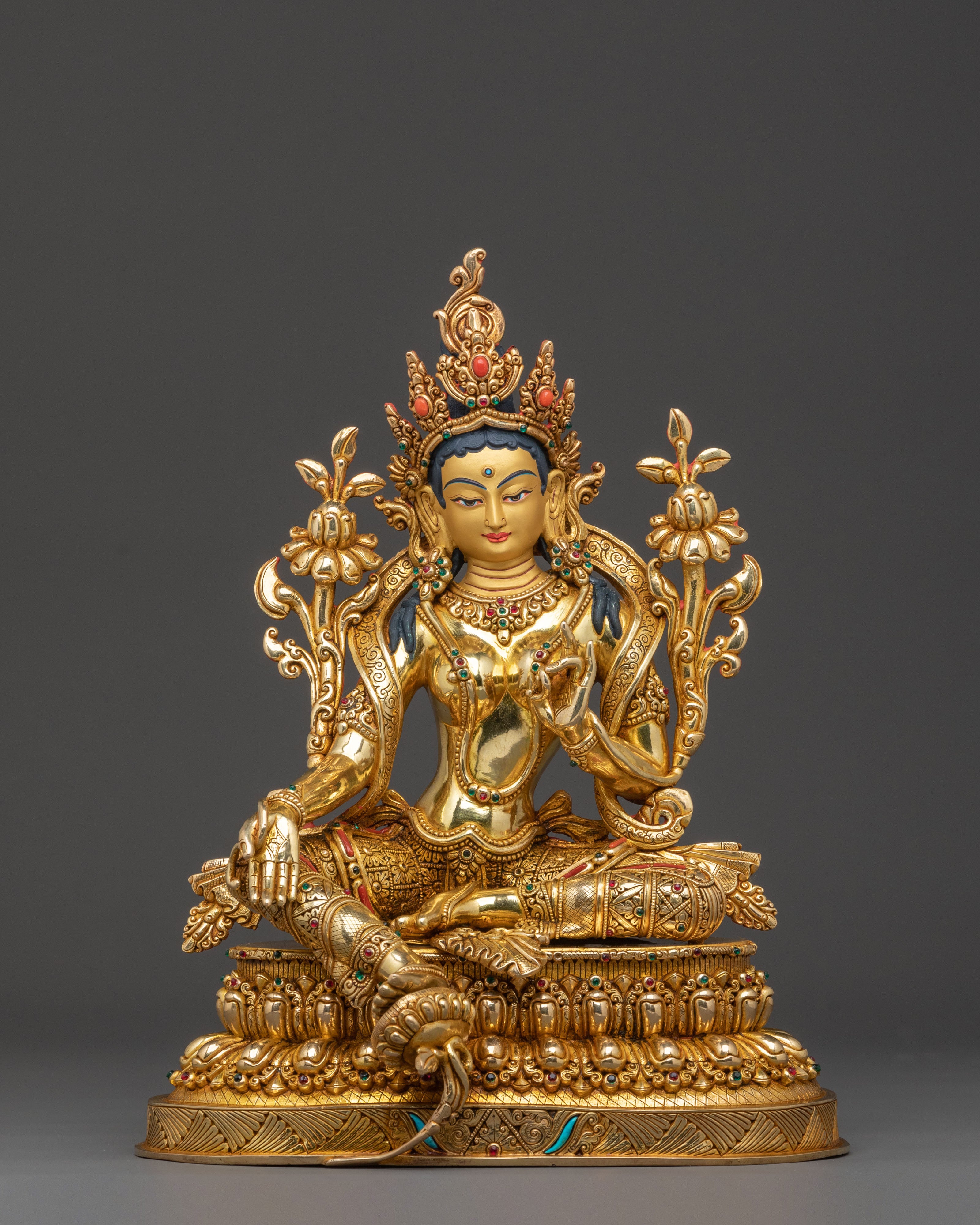 Green Tara Statue Liberator of Suffering | Hand-Gilded Elegance