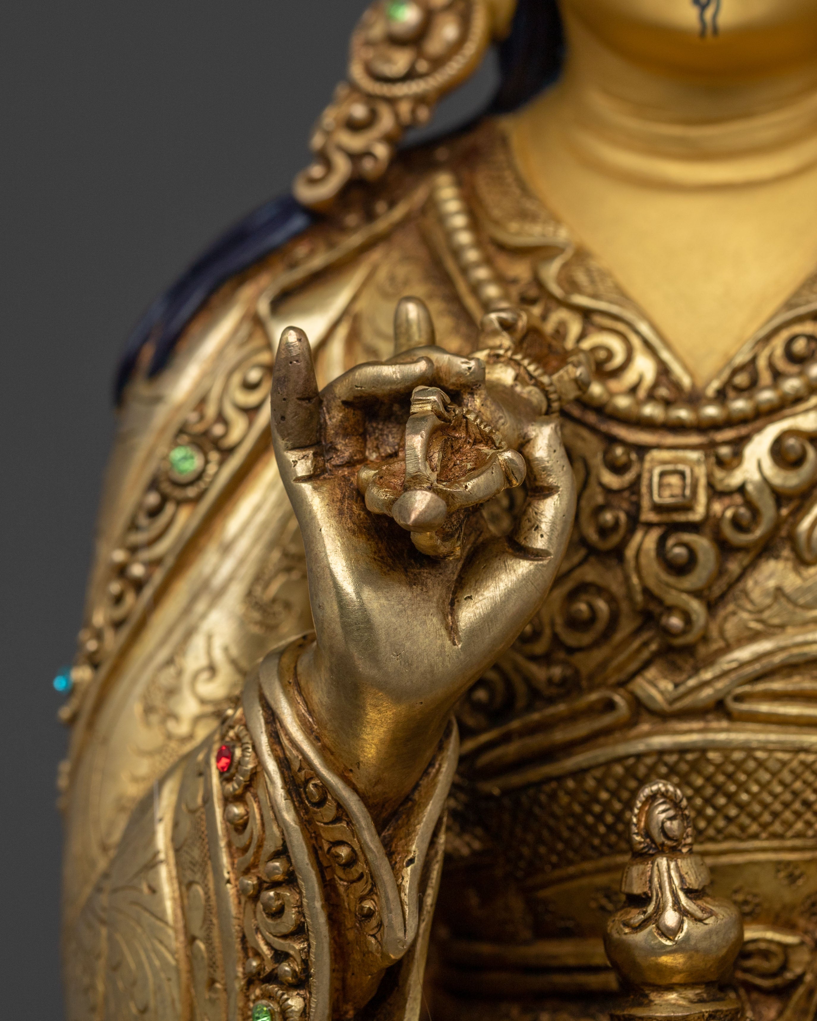Guru Tsokye Dorje Sacred Sculpture | 24K Gold Gilded Vajrayana Statue