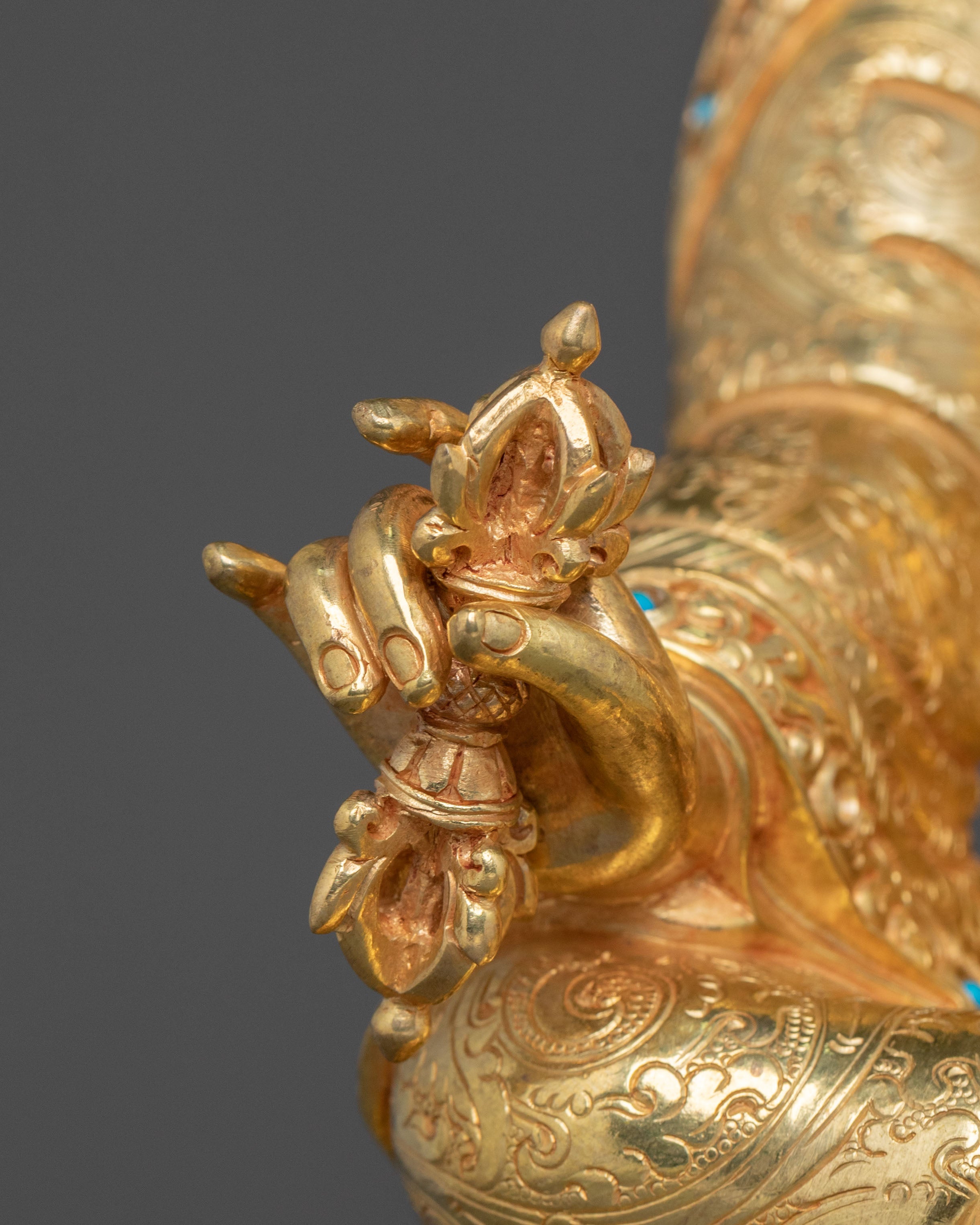 Tibetan Guru Rinpoche Statue | 24K Gold Gilded Figurine