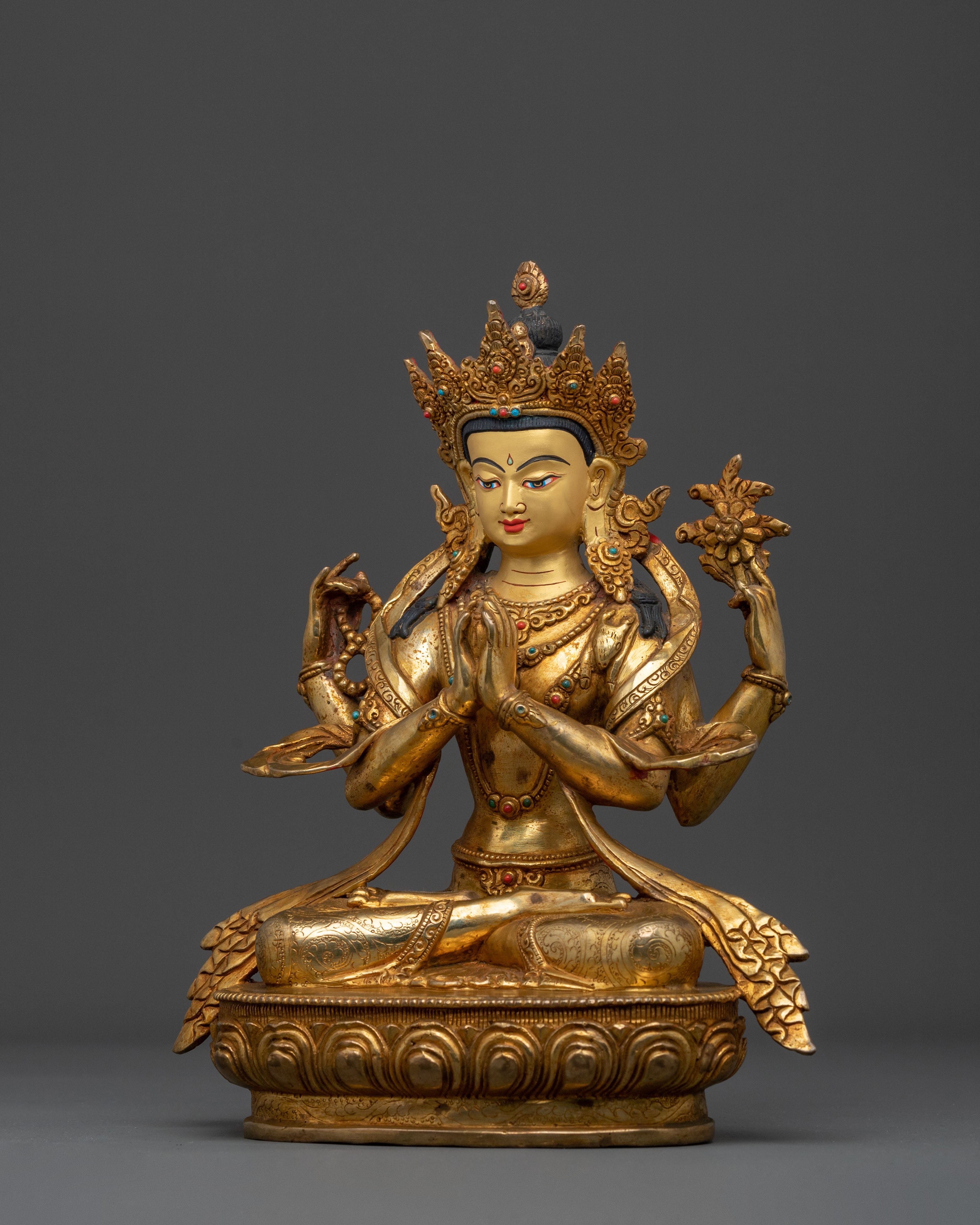 Sacred Chenrezig Copper Statue | Sacred Bodhisattva of Compassion
