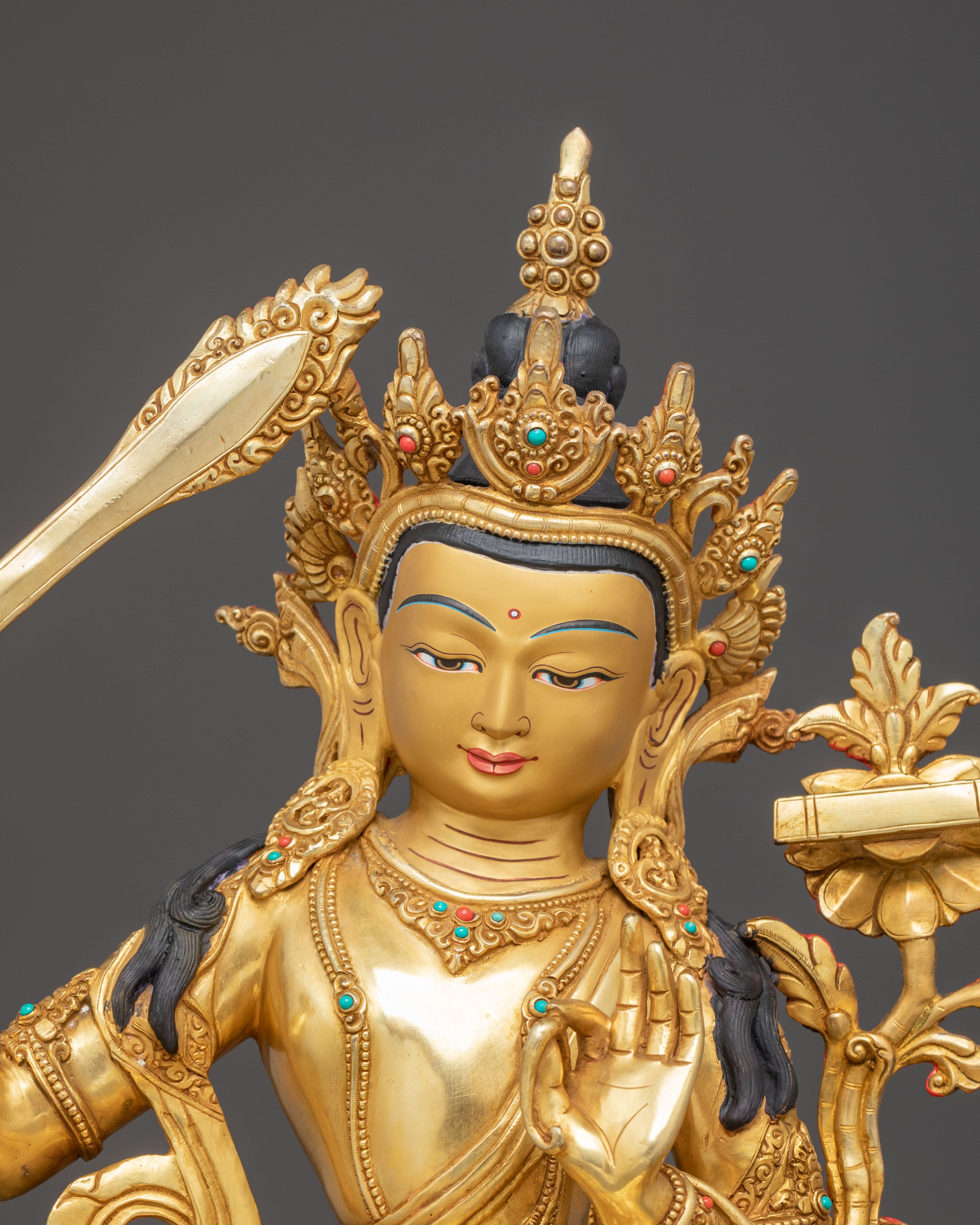 Handmade Copper Statue of Bodhisattva Manjushri | Embodiment of Wisdom