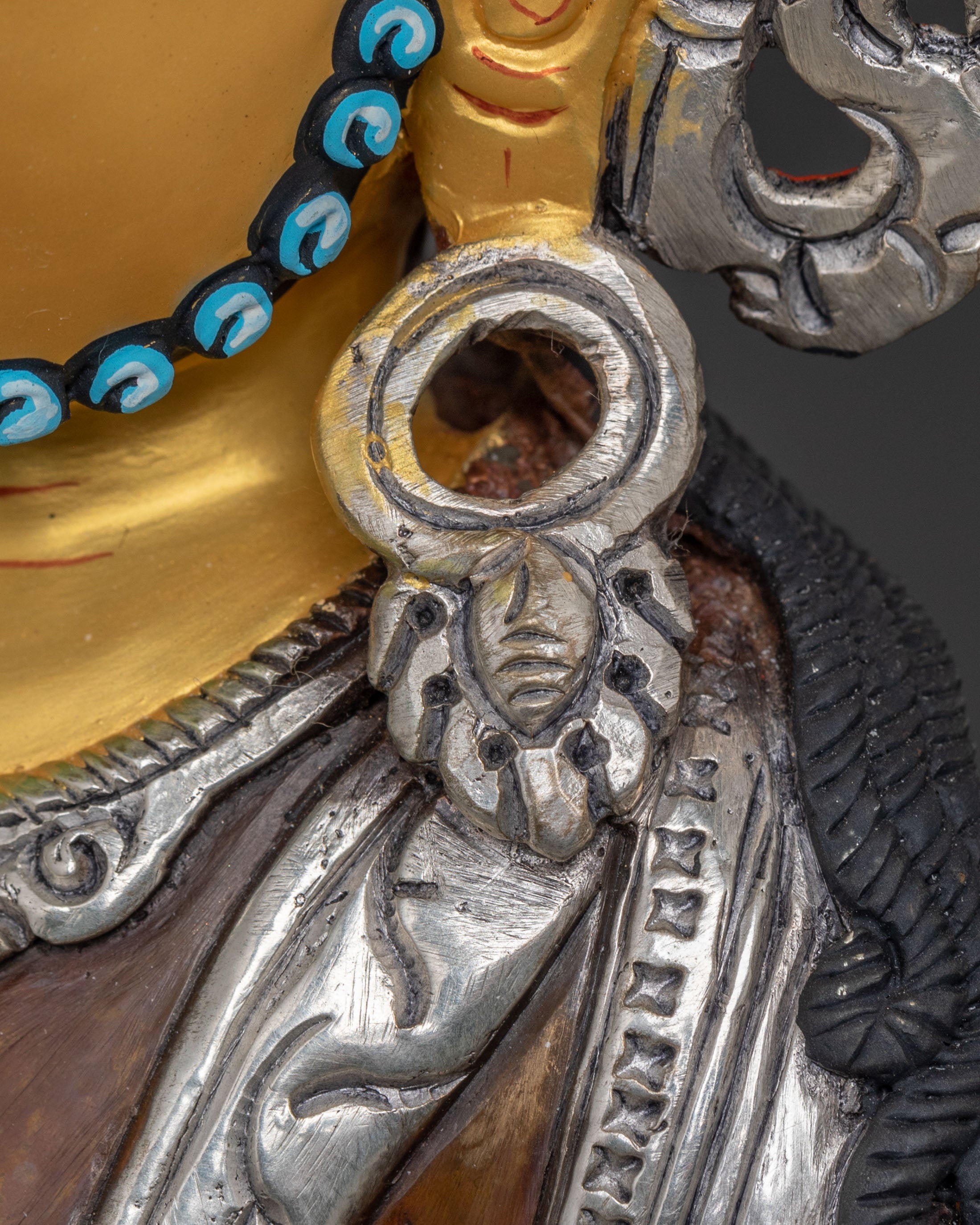 Dzambhala Copper Handcrafted Statue with Silver Accents