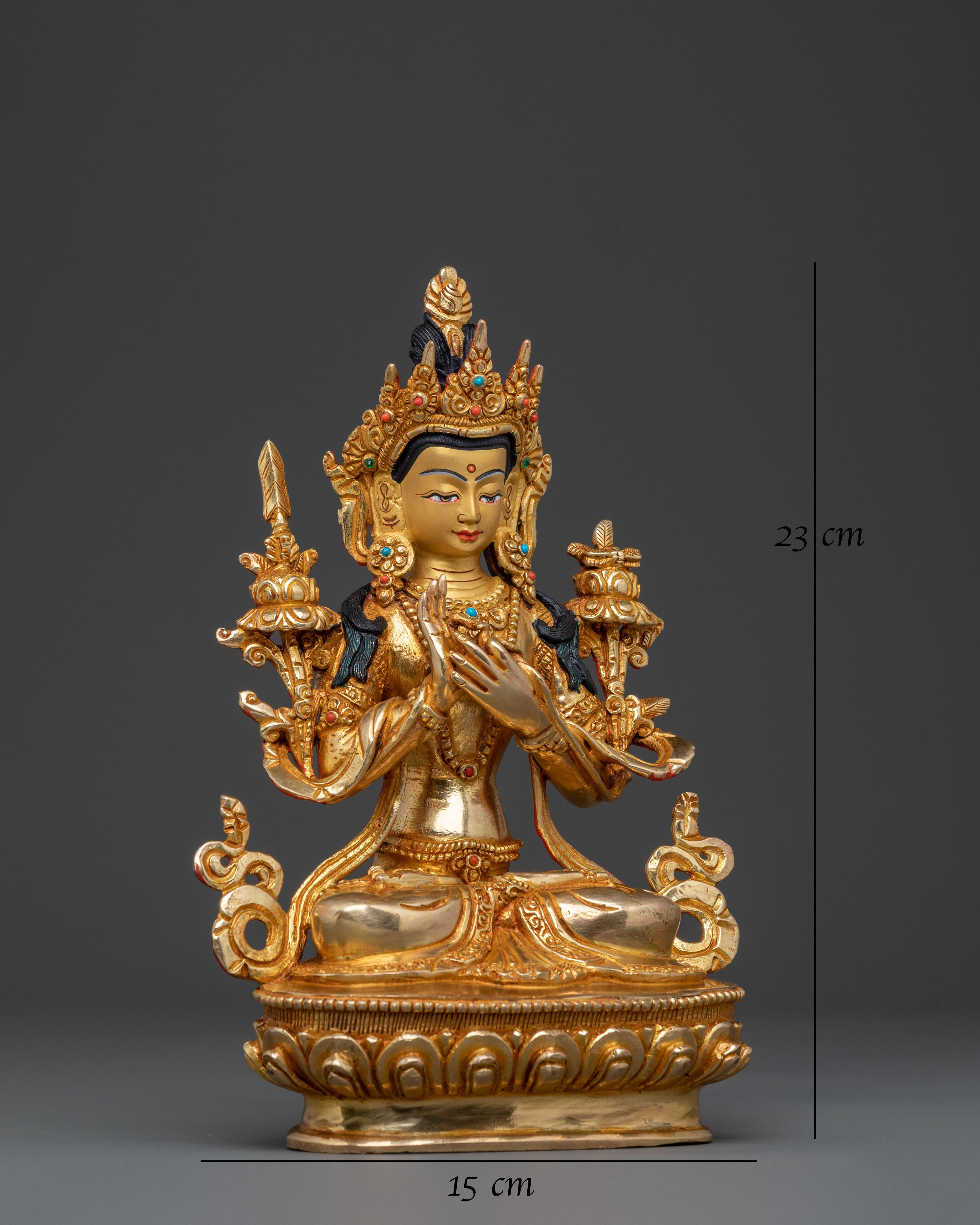 Tikshna Manjushri Statue of Divine Knowledge – 24K Gold Gilded