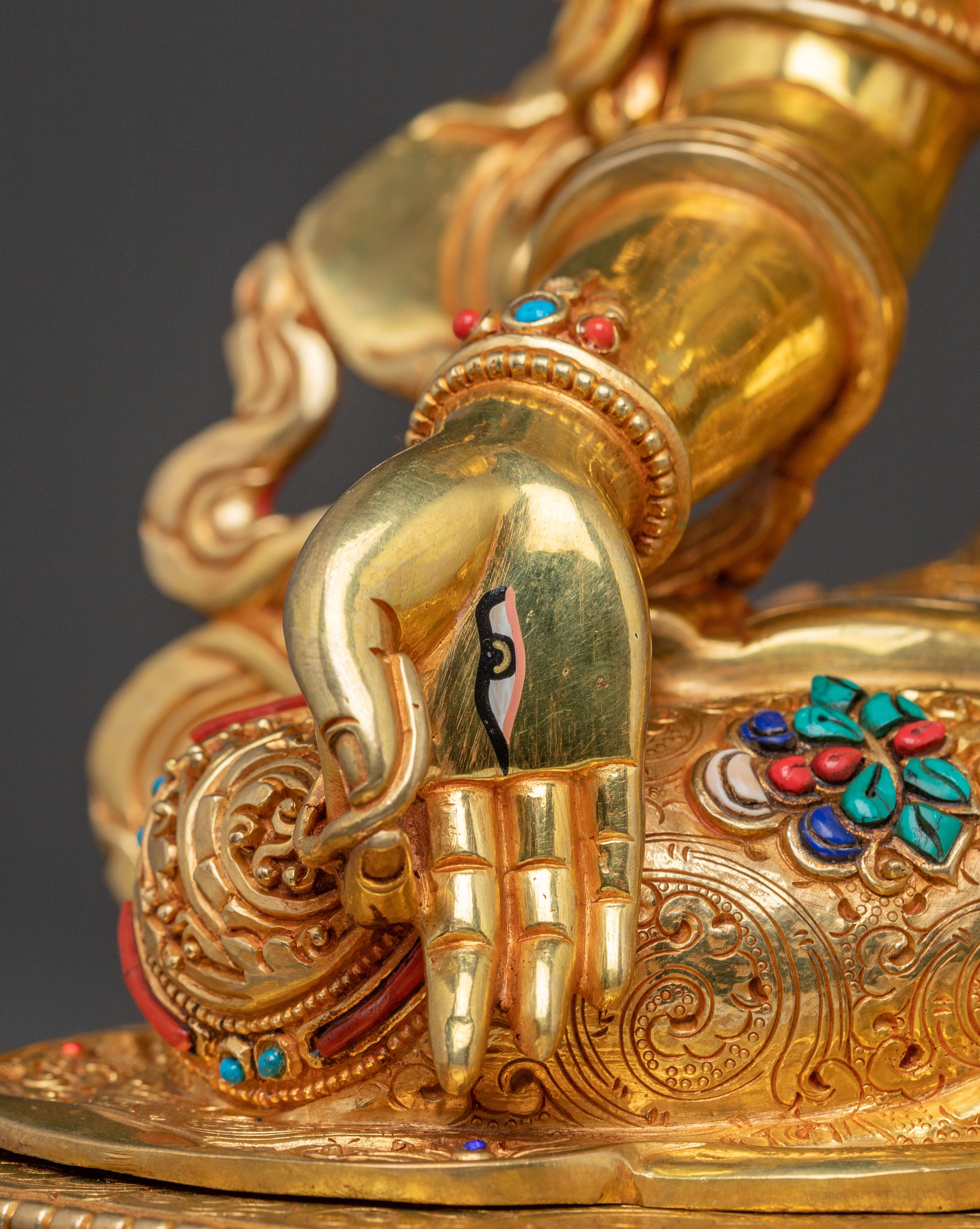 Handcrafted Divine Statue of White Tara with 24K Gold Gilding