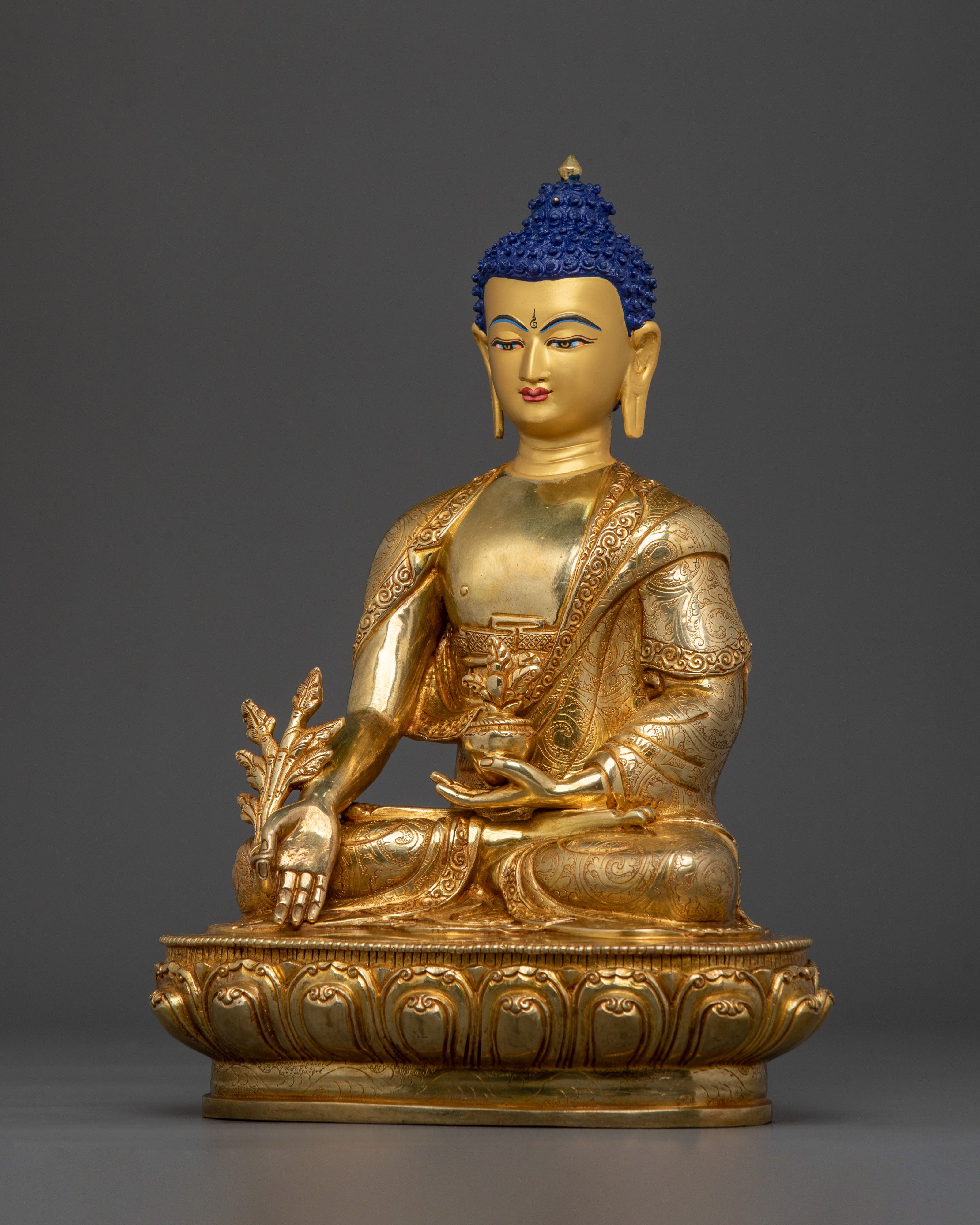 Sacred Medicine Buddha Statue of Healing - 24K Gold Gilded