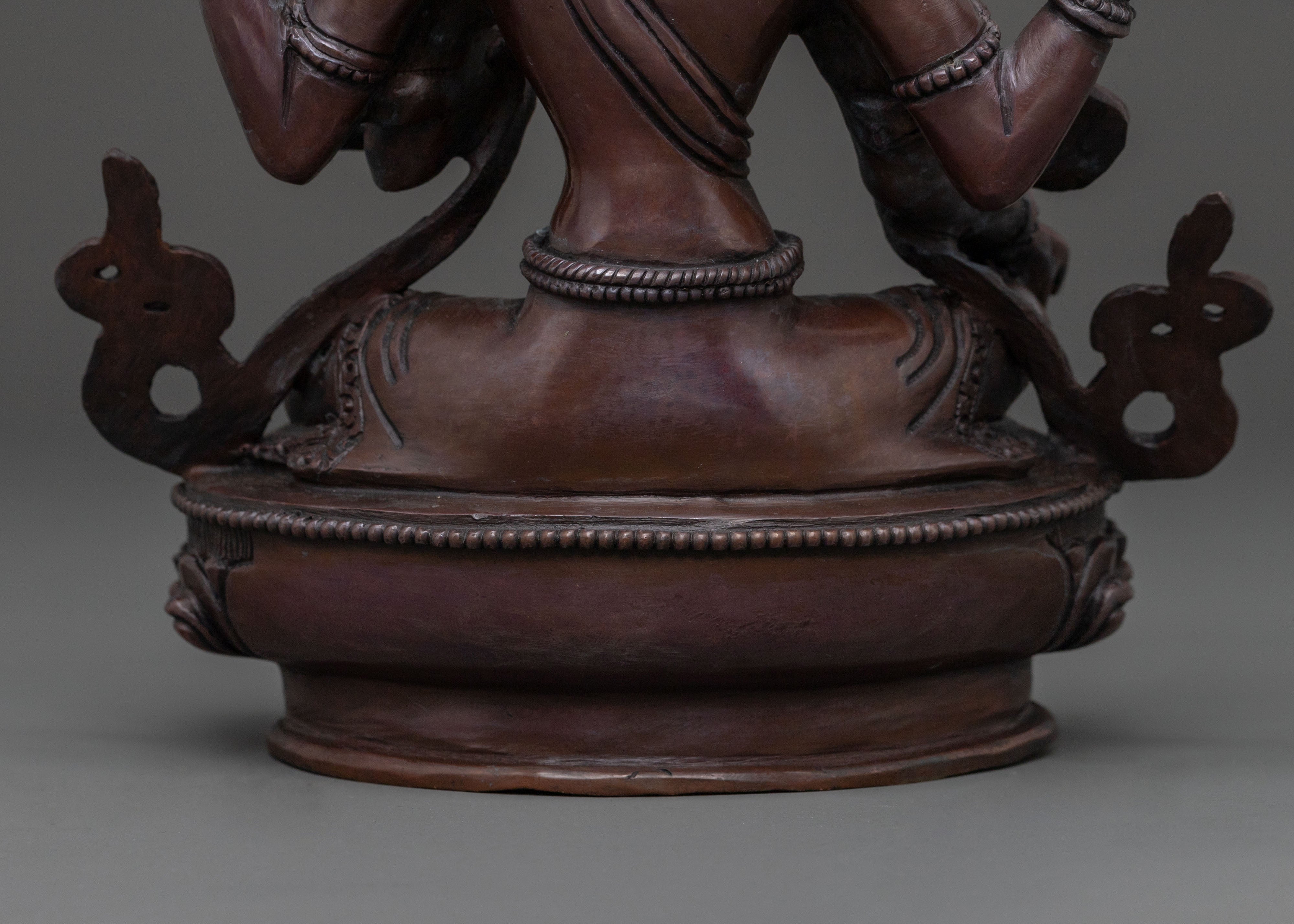 Laxmi Devi Handcrafted Statue in Oxidized Copper